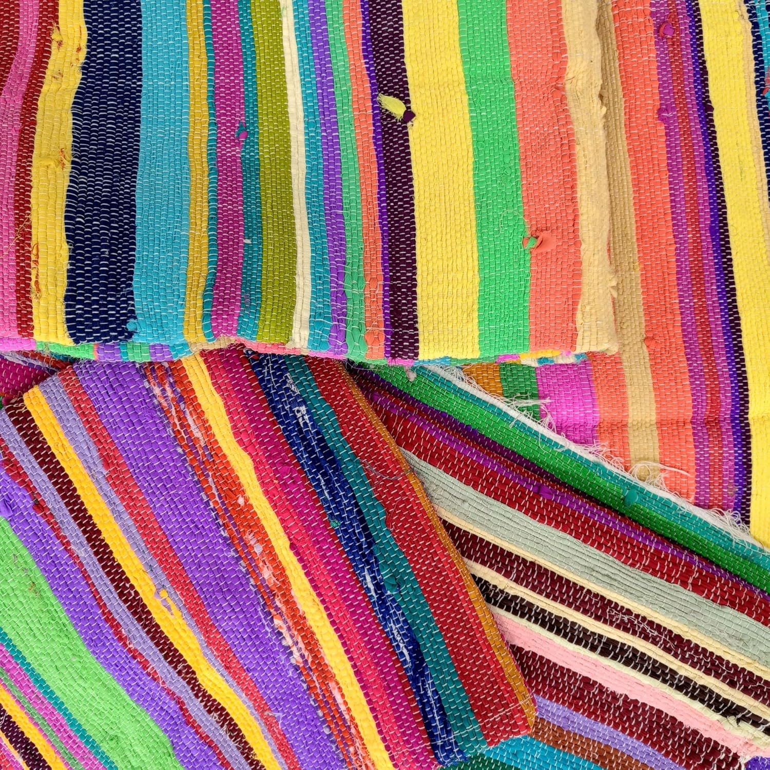 Trade Star Handmade Braided Multicolor Area Rug Indian Reversible Indian Floor Mat for Home and Floor Decor Handwoven Floor Carpet Upcycled Fabric Beautiful Floor Mat 4x6 Feet Chindi Area Rag Rug