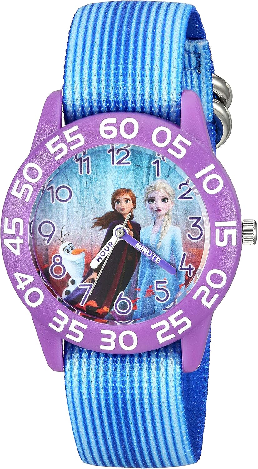 Disney Frozen Kids' Plastic Time Teacher Analog Quartz Nylon Strap Watch