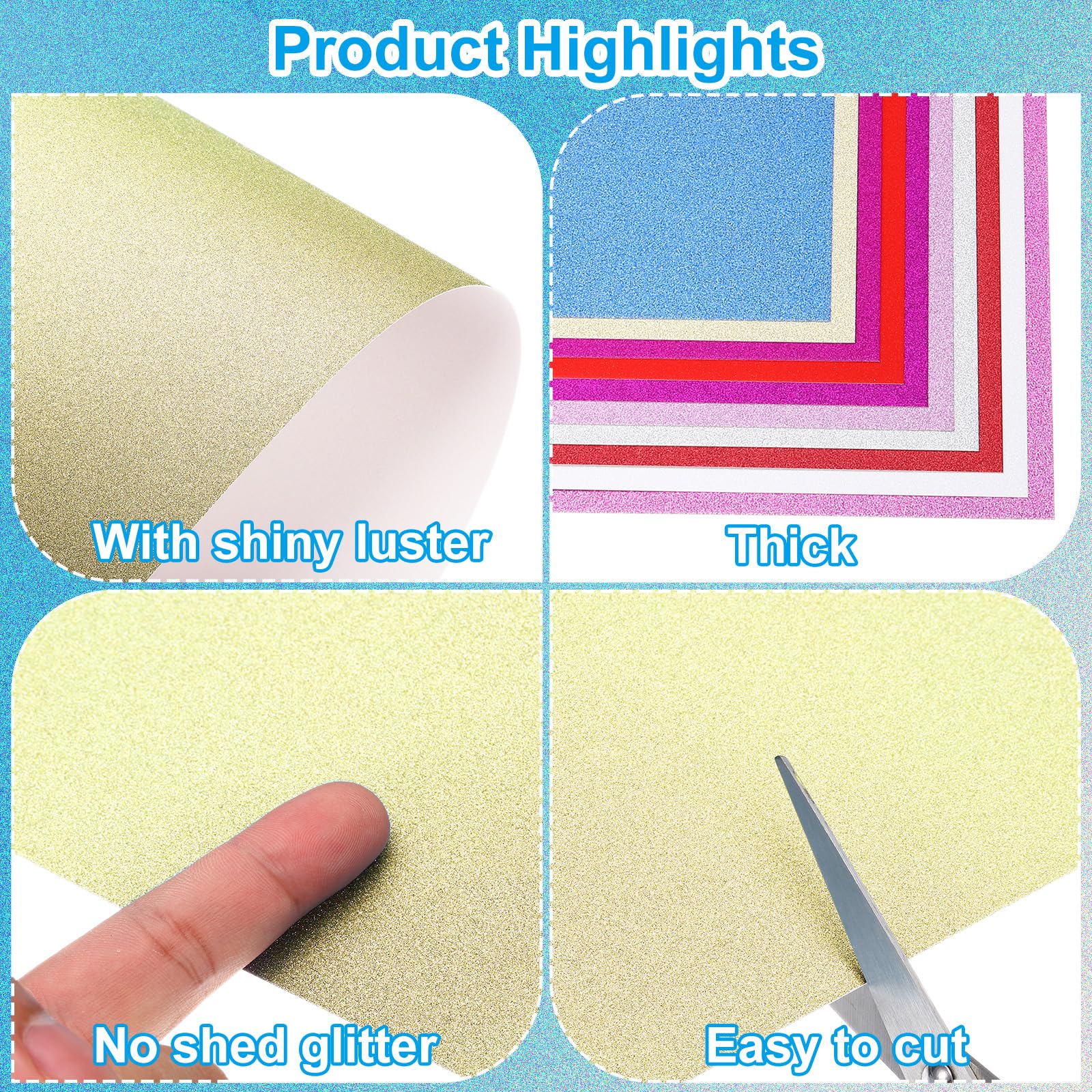 PATIKIL 20Sheets Light Gold Glitter Cardstock Paper - Image 3