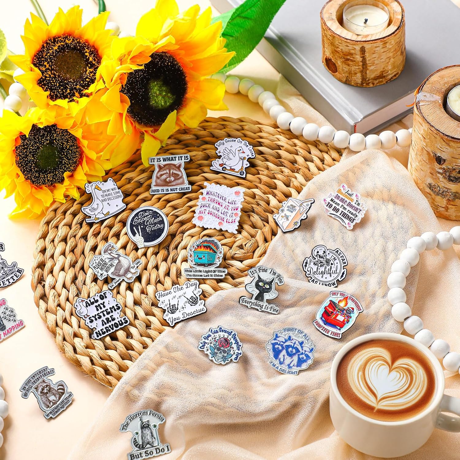 Kigeli 40 Pcs Funny Enamel Pins Bulk for Adults Backpack Bags Hat Jacket Button Lanyard Assorted Cool Cute Fun Lapel Meme Cartoon Novelty Funky Silly Goose Coworker Christmas Socks Stuffers - Image 2