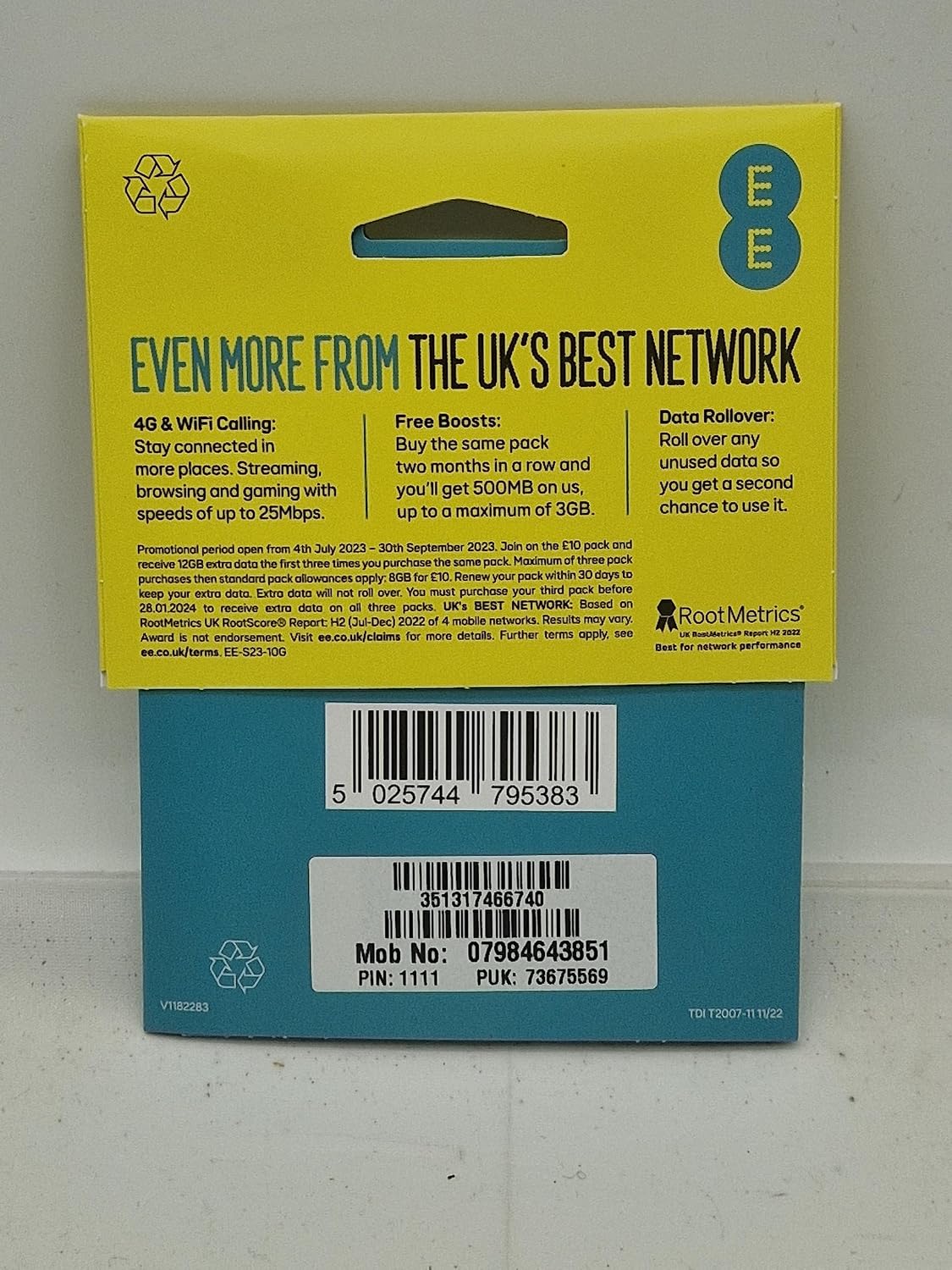 EE £10/30 Days for 100 Mins, Ultd Texts & 2GB Data. Pay as You go PAYG Multi Sim Trio simcard. Standard/Micro/Nano Size.