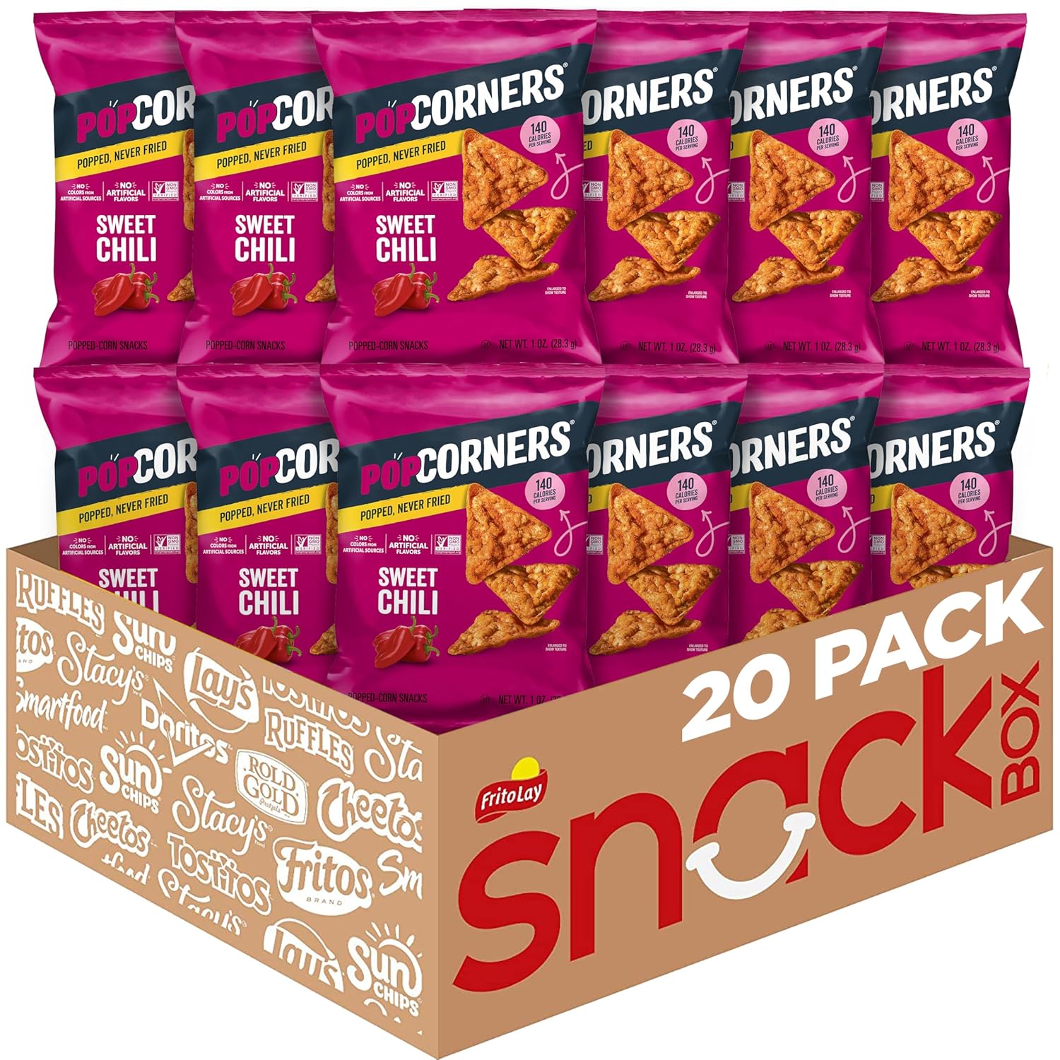 (Used by date 1/27/2026) PopCorners Popped Corn Snacks, Sweet Chili, 1 Ounce (Pack of 20) (Packaging May Vary)