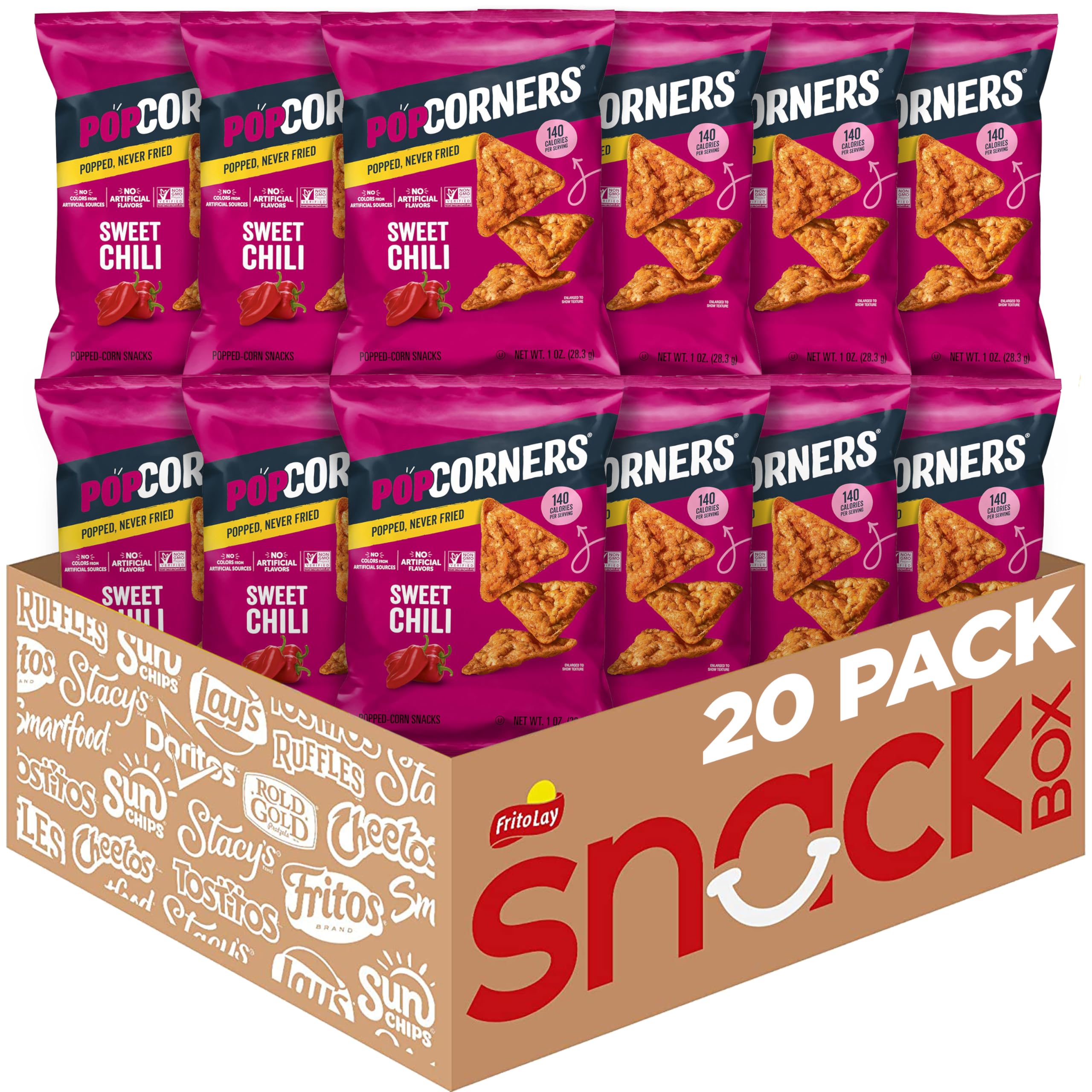 PopCorners Popped Corn Snacks, Sweet Chili, 1 Ounce (Pack of 20) (Packaging May Vary)