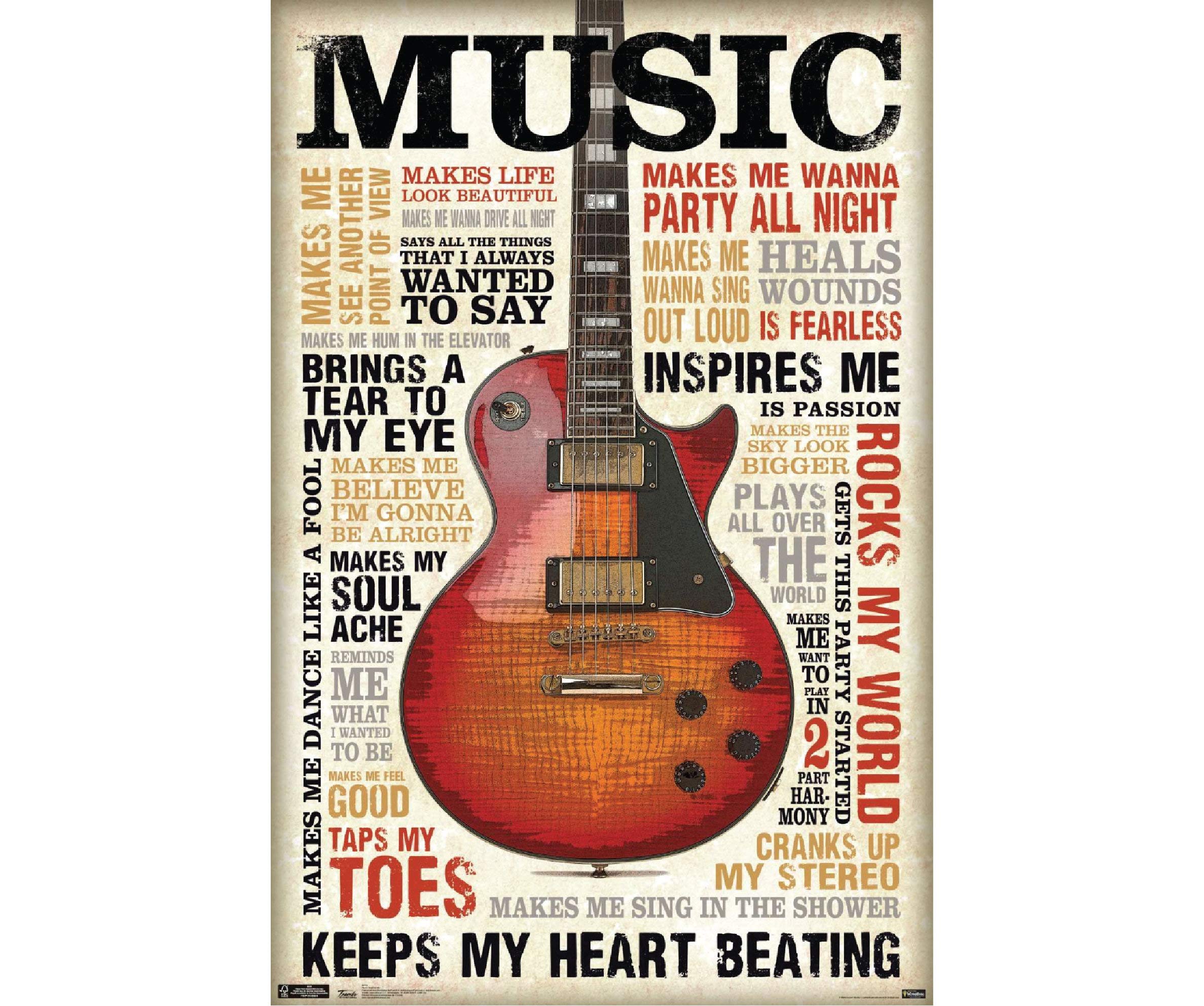 Nuboxx Yt_1 Music Keeps My Heart Beating Retro Kitchen Celebration Courtyard Restaurant Cafe Store Signs Posters Bar Pub Man Cave Garage Novelty Funny Metal Signs Art Wall Decor 6X8 Inch