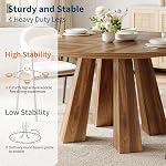 IDEALHOUSE Dining Table, Kitchen Table, Round Table for Kitchen, Round Dining Table for Dining Room, Walnut(Table Only, 47 Inch)