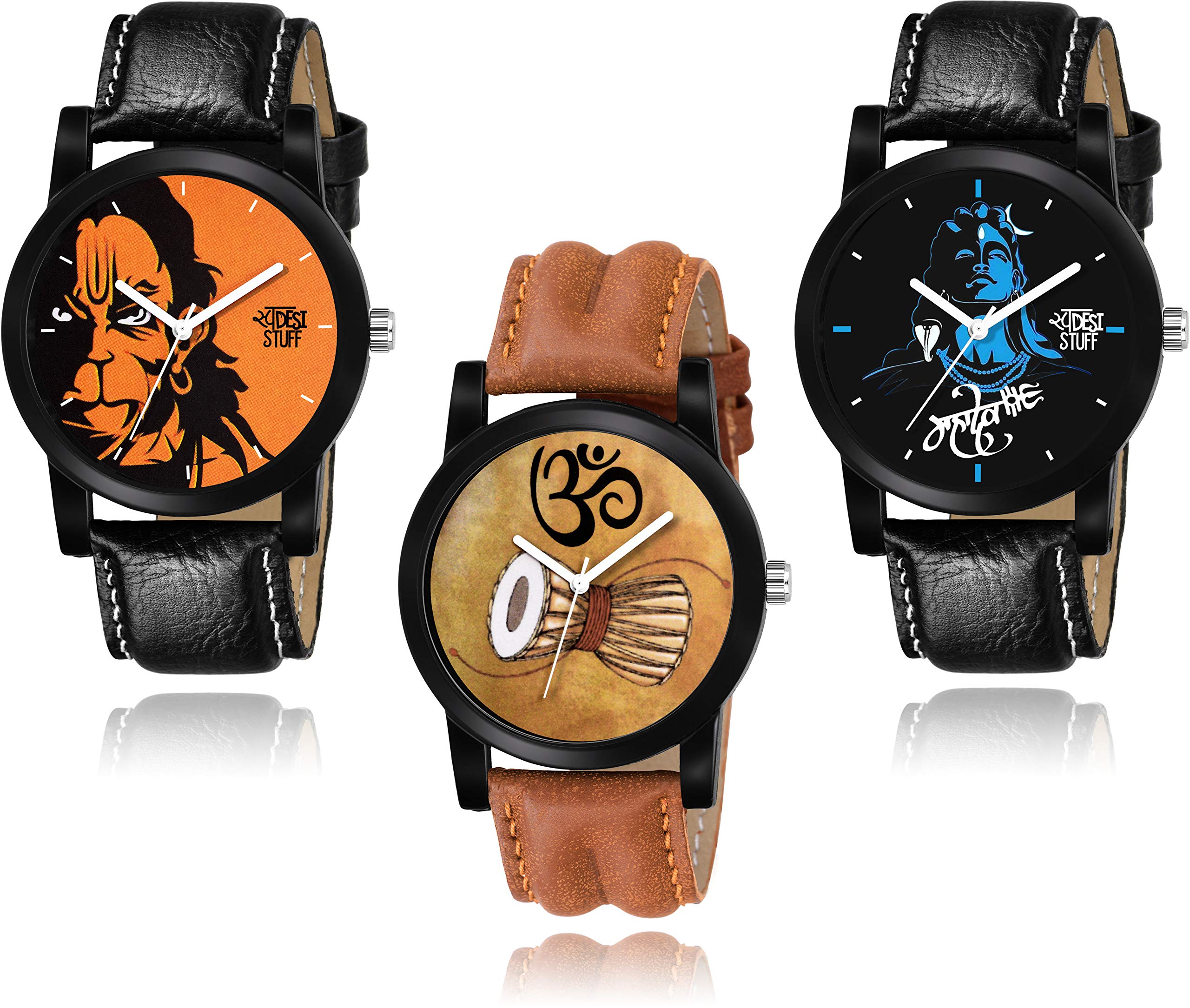 SWADESI STUFF Men Leather Watch Series Analog Mens Watch (Multi-Colour Dial Multi Colored Strap) (B08343B5T6) Amazon Price History, Amazon Price Tracker