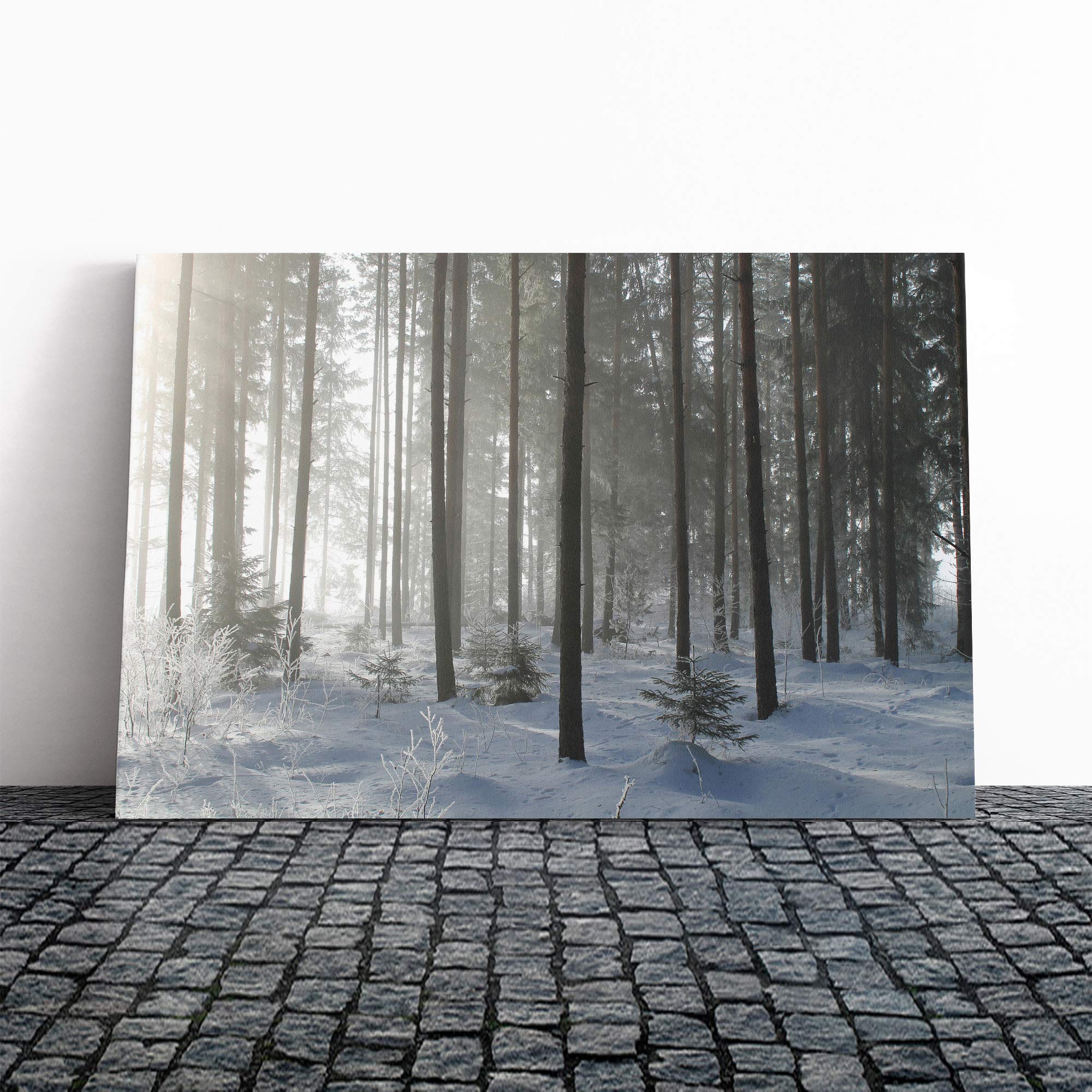 Landscape Sunlight Through Forest Woodland (4) Canvas Print | Gallery Wrapped 30mm Frame Wall Art | 30x20 inches | Ready to Hang | Modern Landscape Picture | Living Room Bedroom Lounge Office