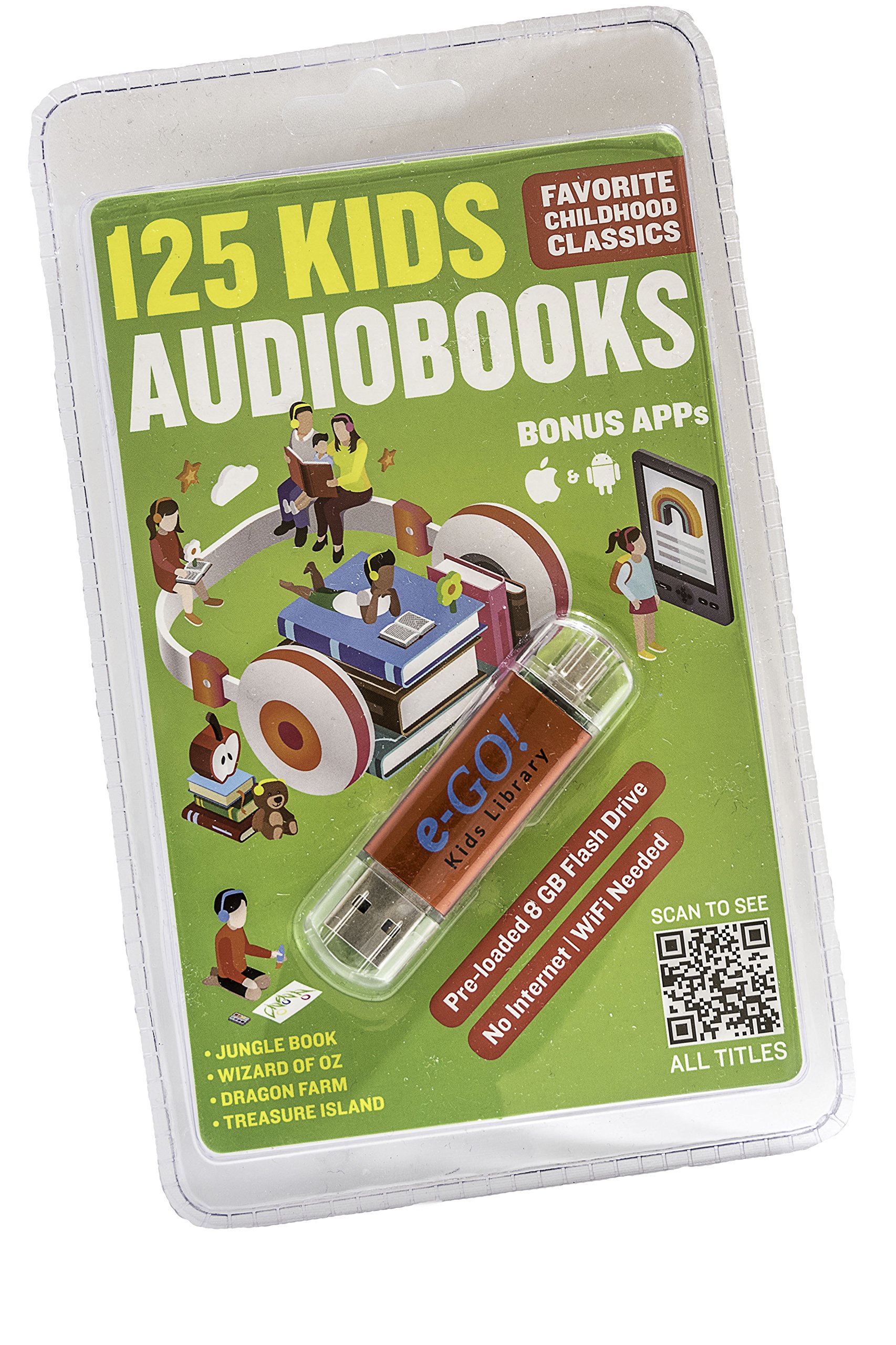 e-GO! Library 125 Children's Audiobooks and 75 eBooks , Red, 2.7 x 0.7 x 0.3 inch