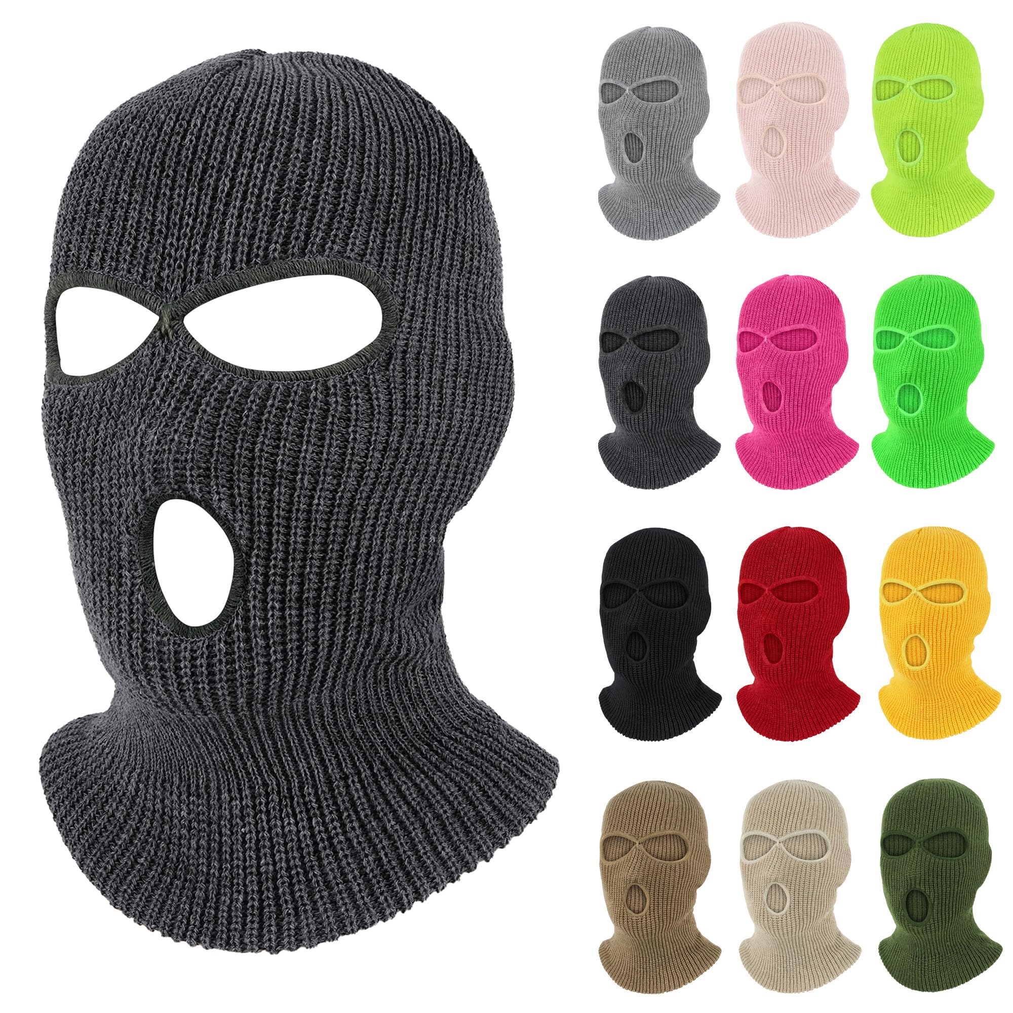 Pukavt 3 Hole Winter Knitted Mask Full Face Cover Ski Mask Warm Balaclava for Skiing Motorcycle Snowboard Deep