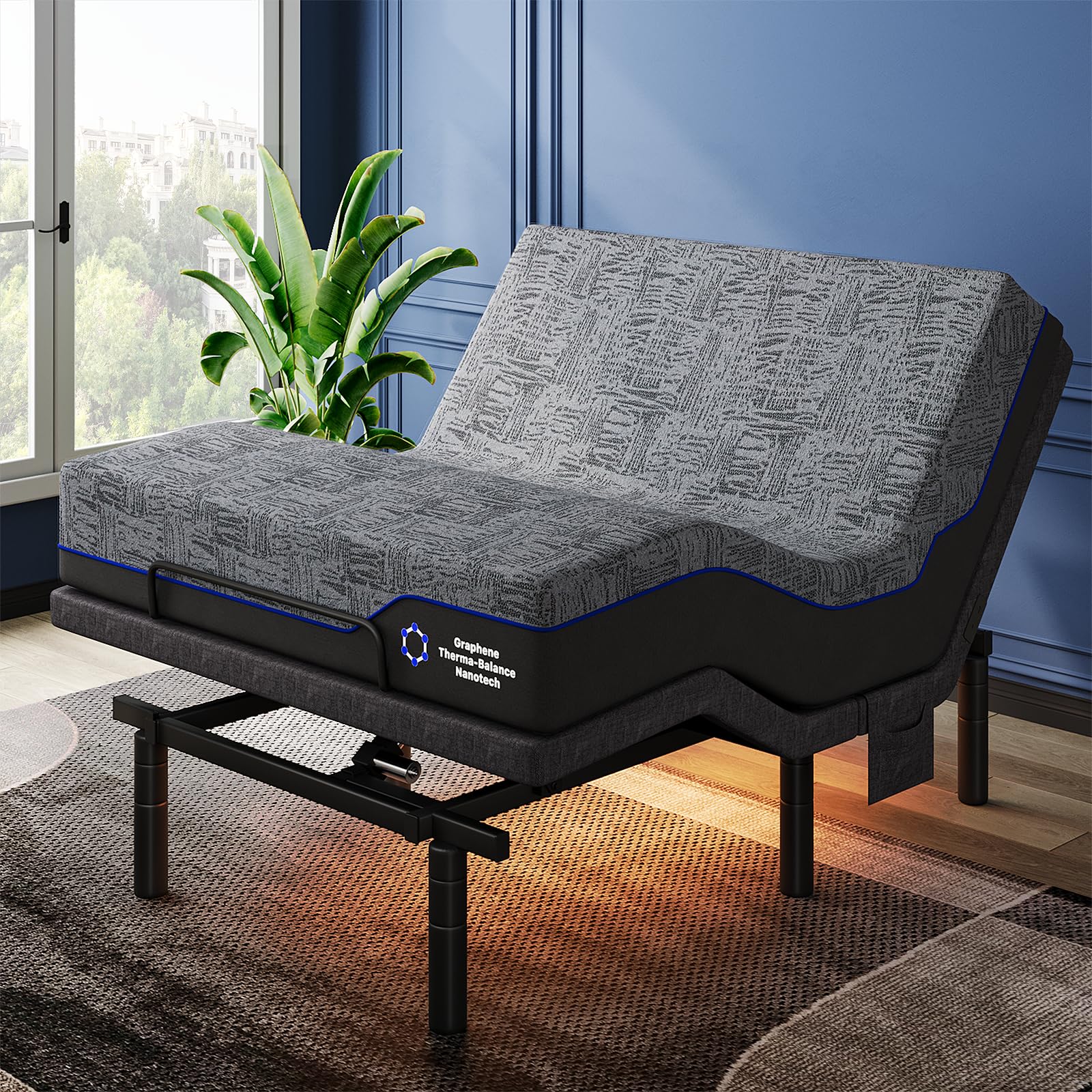 Pipishell Full Adjustable Bed Frame and Mattress Set
