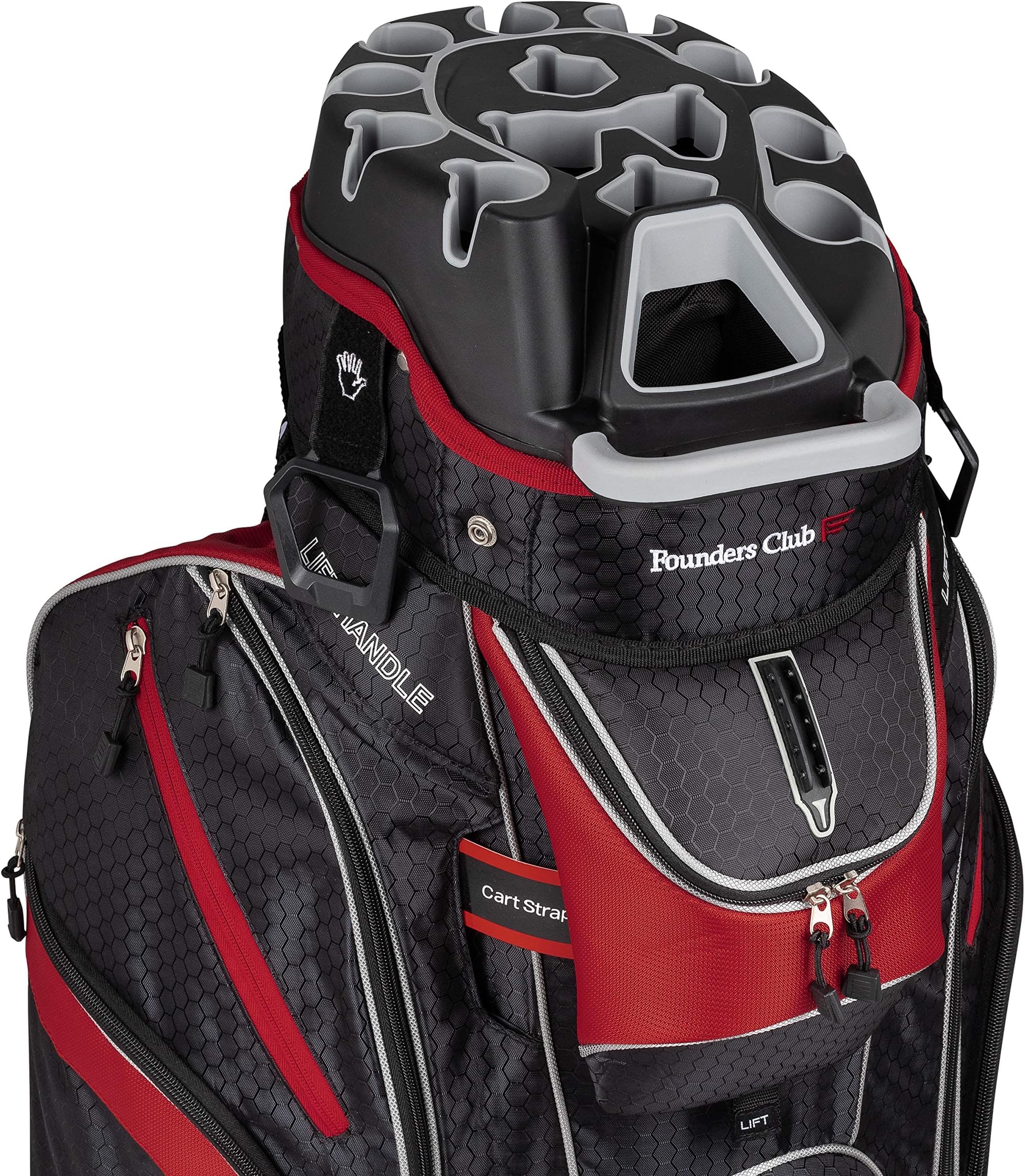 Founders Club 3rd Generation Club Lock Organizer Golf Cart Bag with 14 Way Anti Rattle Divider Top- Free Snap On Rain Hood-Full Length Dividers