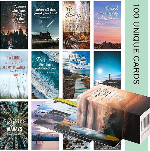 Miniatura 2 de BRYTEFY 100 tarjetas inspiradoras diarias con versículos bíblicos con citas únicas, perfectas para regalos de Navidad