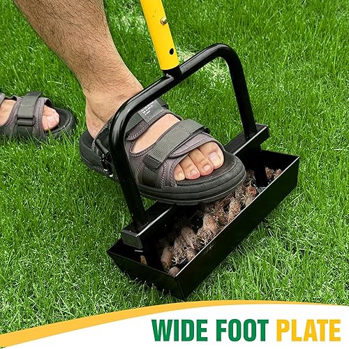 Miniatura 4 de Aireador de césped ajustable con bandeja de recolección de núcleo de tierra, 4 dientes manual para patio, aireador de césped de aire, herramienta