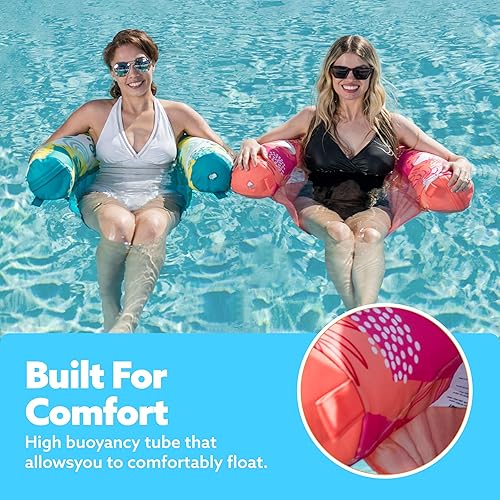Vista 3 de SLOOSH Inflatable Pool Noodle Chair, 3 Packs Pool Floats Noodle Sling Floatie, Swimming Party Floating Chair for Adult Party Summer Water Fun