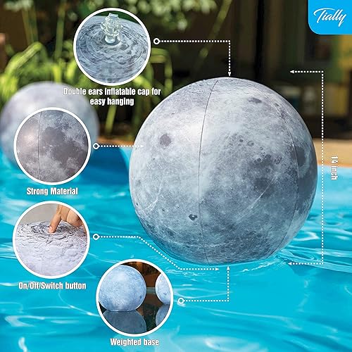 Miniatura 4 de Paquete de 6 luces flotantes de luna llena para piscina alimentadas por energía solar, luces de piscina de 14 pulgadas que flotan, bolas de luz LED