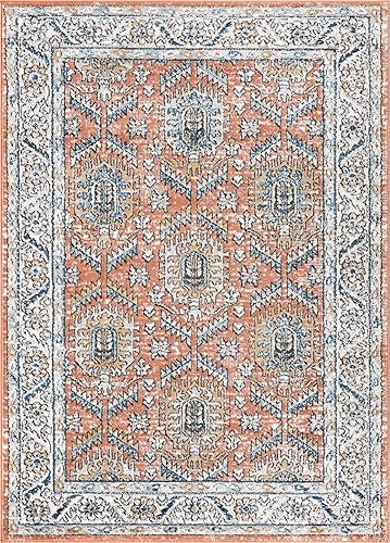 Miniatura 2 de Unique Loom Nyla Collection - Alfombra de área - Princesa (4 pies 1 pulgada x 6 pies 1 pulgada rectangular, rosa salmónmarrón)