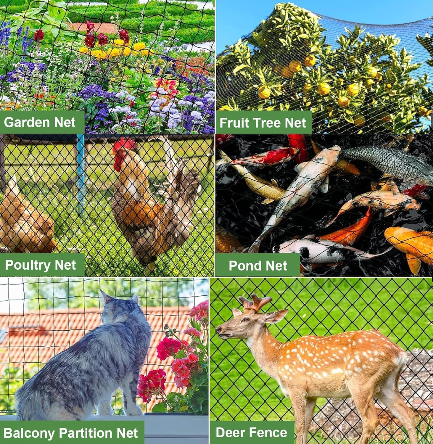 Poultry Netting 50x50 ft, 2" Square Mesh Heavy Duty Chicken Run Net, Garden Netting to Protect Plants, Fruit Trees, Vegetables from Birds, Deer, Pests & Animals for Farm, Orchard, Coop