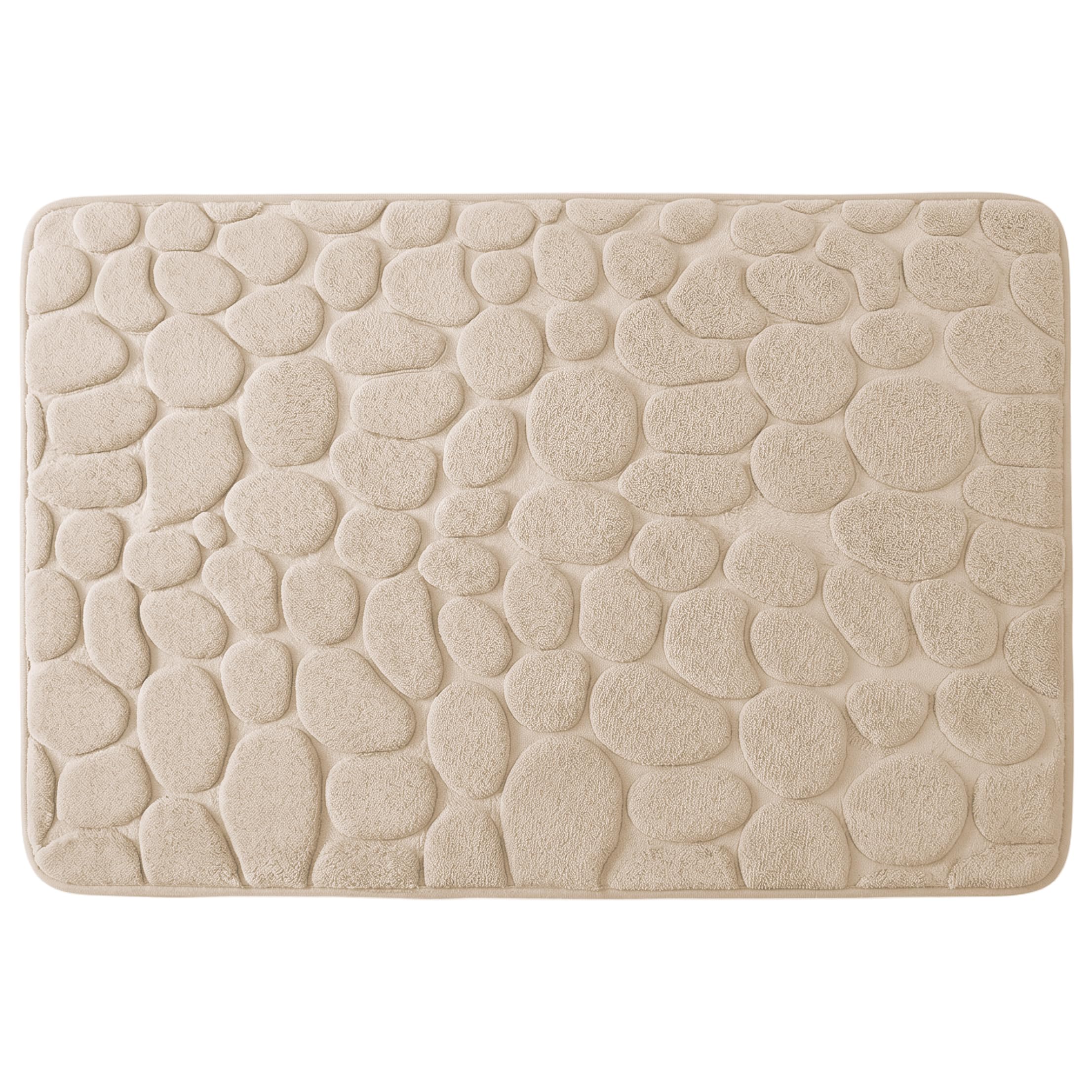 Xoeryoy Absorbent Bath Mat, Thick Coral Fleece Bathroom Rugs Washable | Pebble Pattern Non Slip Bath Mat, Khaki, 15.75x23.62 Inch