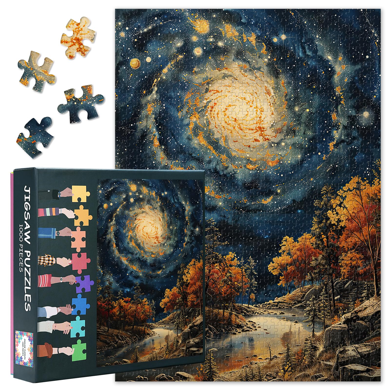 1000 Pieces Jigsaw Puzzles for Adults Solar System Galaxy Jigsaw Puzzles for Adults Challenge Puzzle for Family Decompression Beautiful Landscape Puzzle for Wall Art 27.5"X19.7"