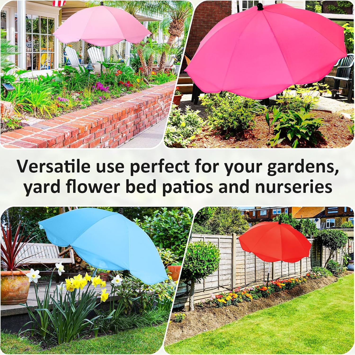 12 Pcs 26 Inch Plant Umbrellas for Outdoor Plants Garden Umbrella Shade for Potted Plant, Garden Bed Flower Pot Provide Shade to ‌defend Blazing Sun (12 Colors)