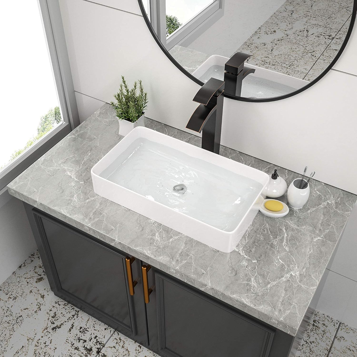 Chеареѕt 🛒 Vessel Sink Rectangle - Couoko 24x14 Modern Bathroom Sink Above Counter White Porcelain Ceramic Vessel Vanity Sink Art Basin