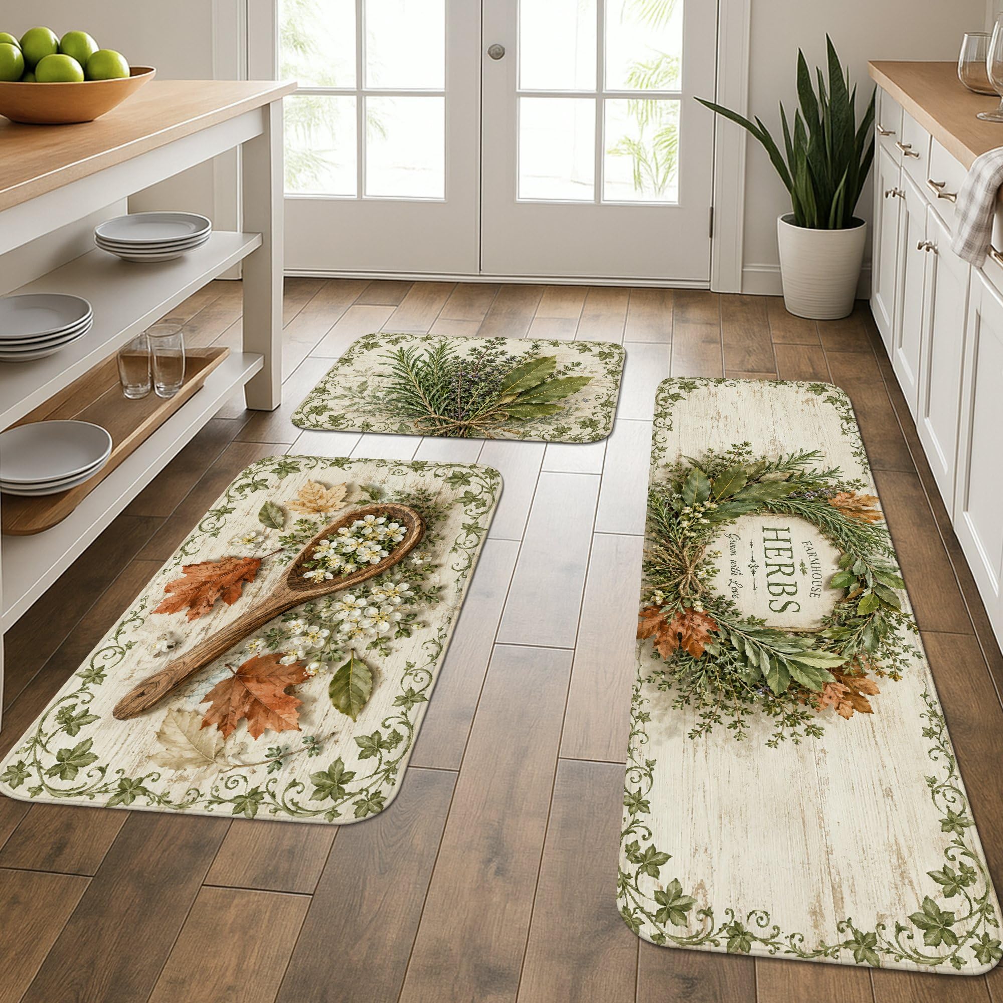 Tapis de cuisine couronne de fleurs pour créer une atmosphère douce de ferme