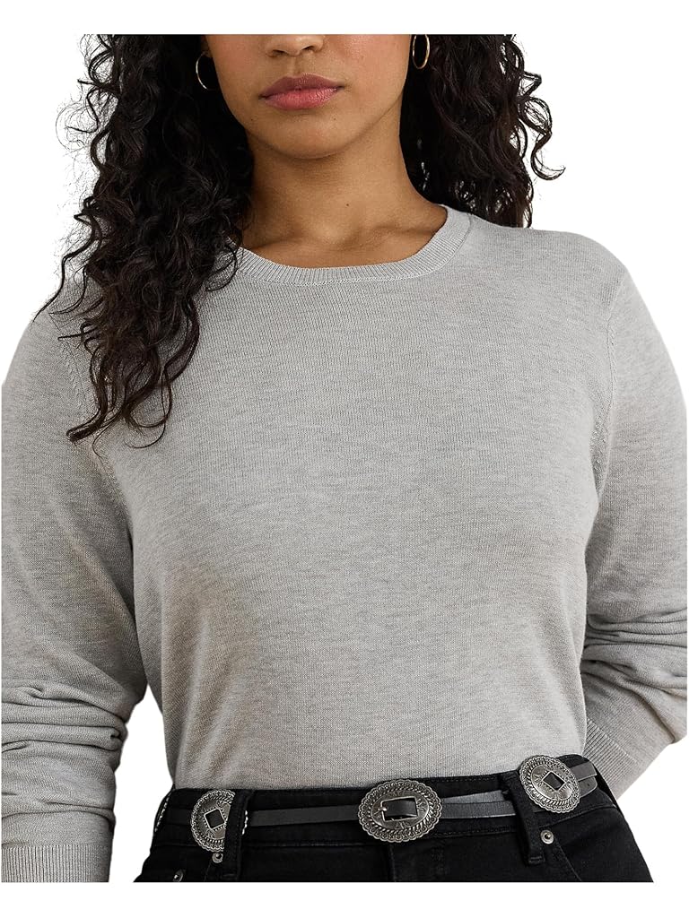 Gray Lauren Ralph Lauren Plus Size Cotton-Blend Sweater
