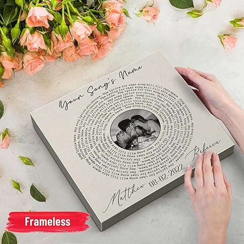 Vista 179 de H-DEWALL Letras de canciones personalizadas, lienzo enmarcado en marrón, música romántica del día de San Valentín, regalo personalizado para marido