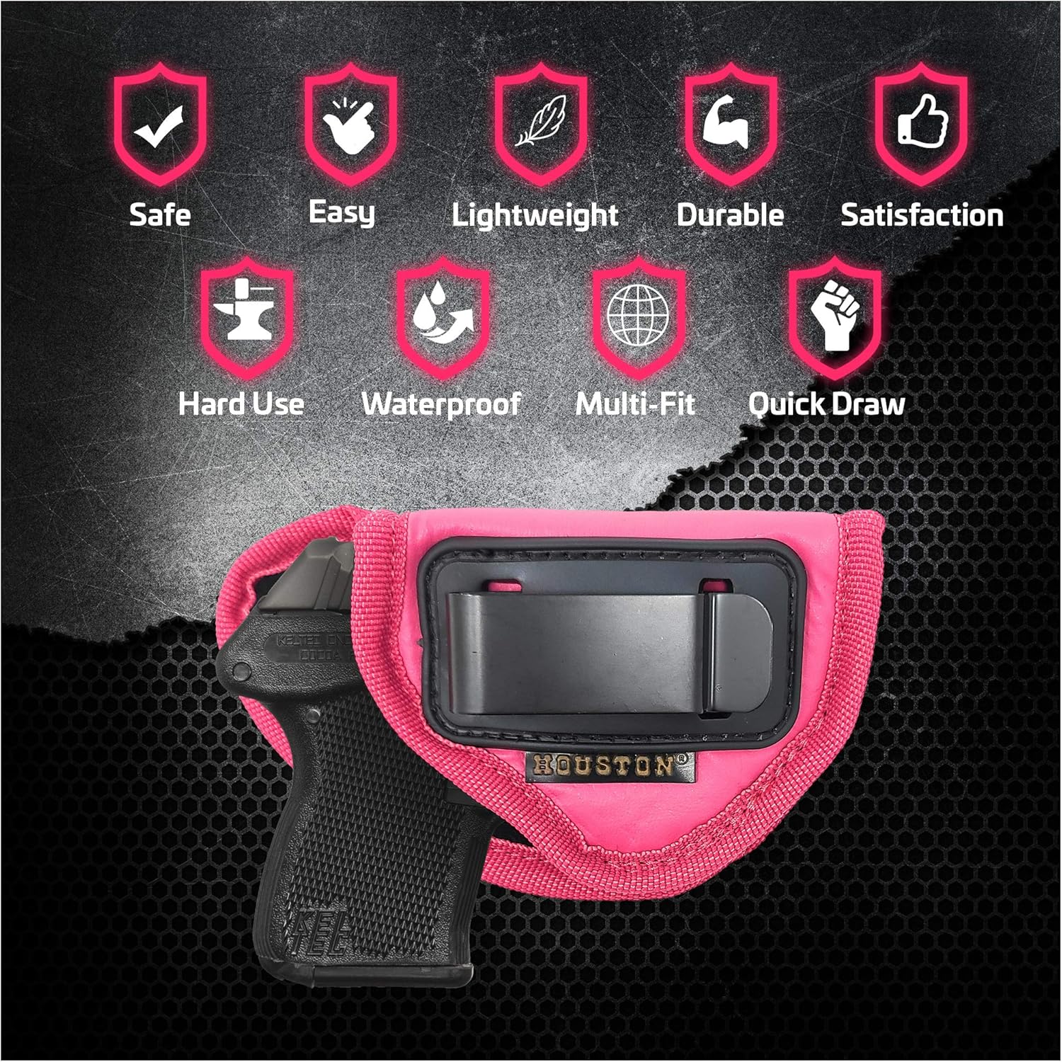 IWB Gun Holster for Women Keltec, Diamond Back, Small 25 & 22 Cal and Most Small 380 Left Holster Color Pink Woman Gun Holsters