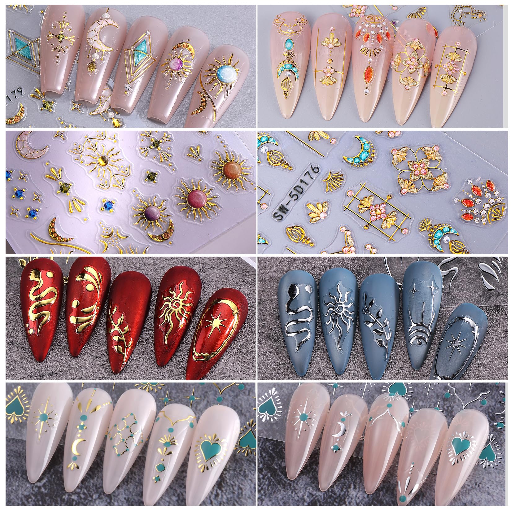Sun Nail Stickers - Bohemian Nail Art Decals -9