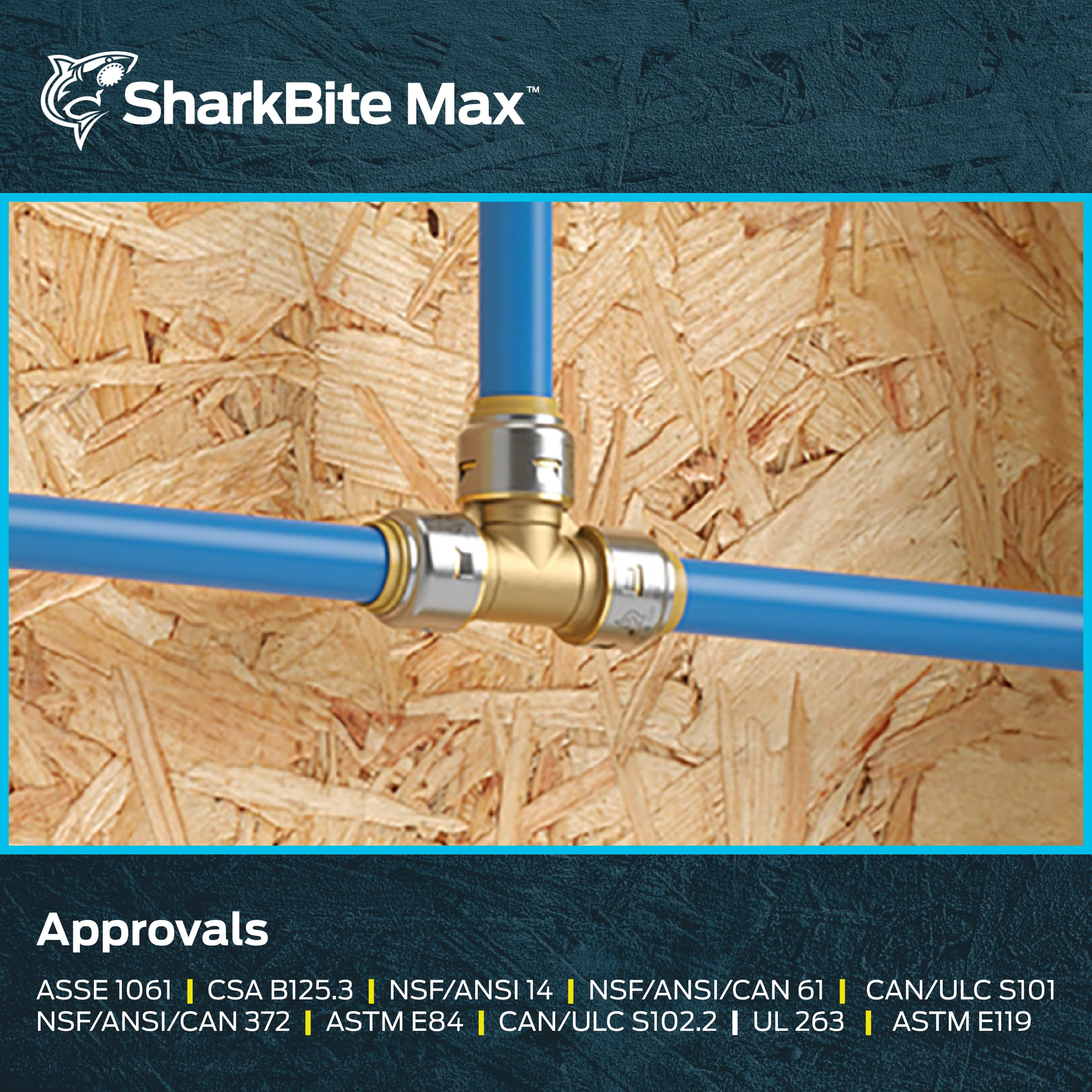 SharkBite Max 1 pulgada Tee, empuje para conectar latón accesorio de fontanería, tubo PEX, cobre, CPVC, PE-RT, HDPE, UR374A