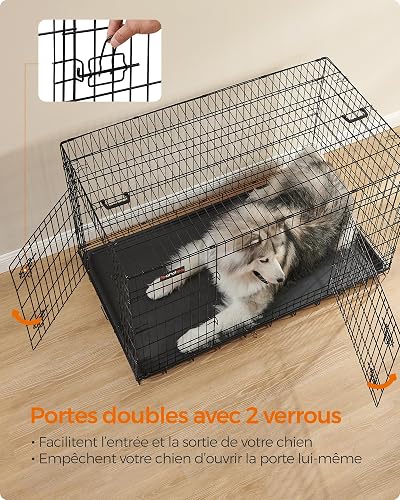 Feandrea Cage pour Chien Pliable avec 2 Portes, 136 x 79 x 87 cm - 3