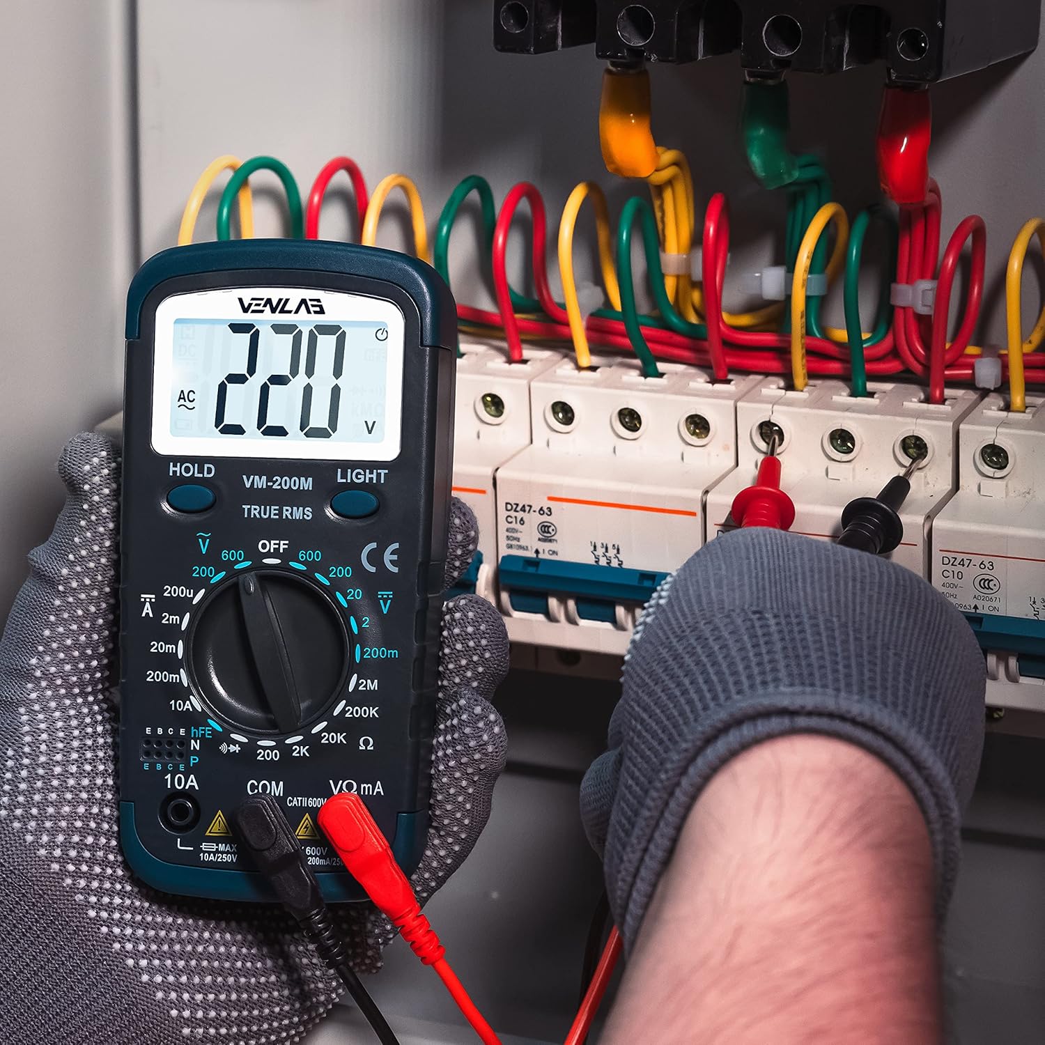 Digitale Multimetro VEBLAB Voltmetro Amperometro Ohmmetro con 2000 conteggi, Portatile MINI Tester per Tensione CA CC/Corrente CC/Resistenza/Continuità/Diodi/HFE Vm-200m - Immagine 5