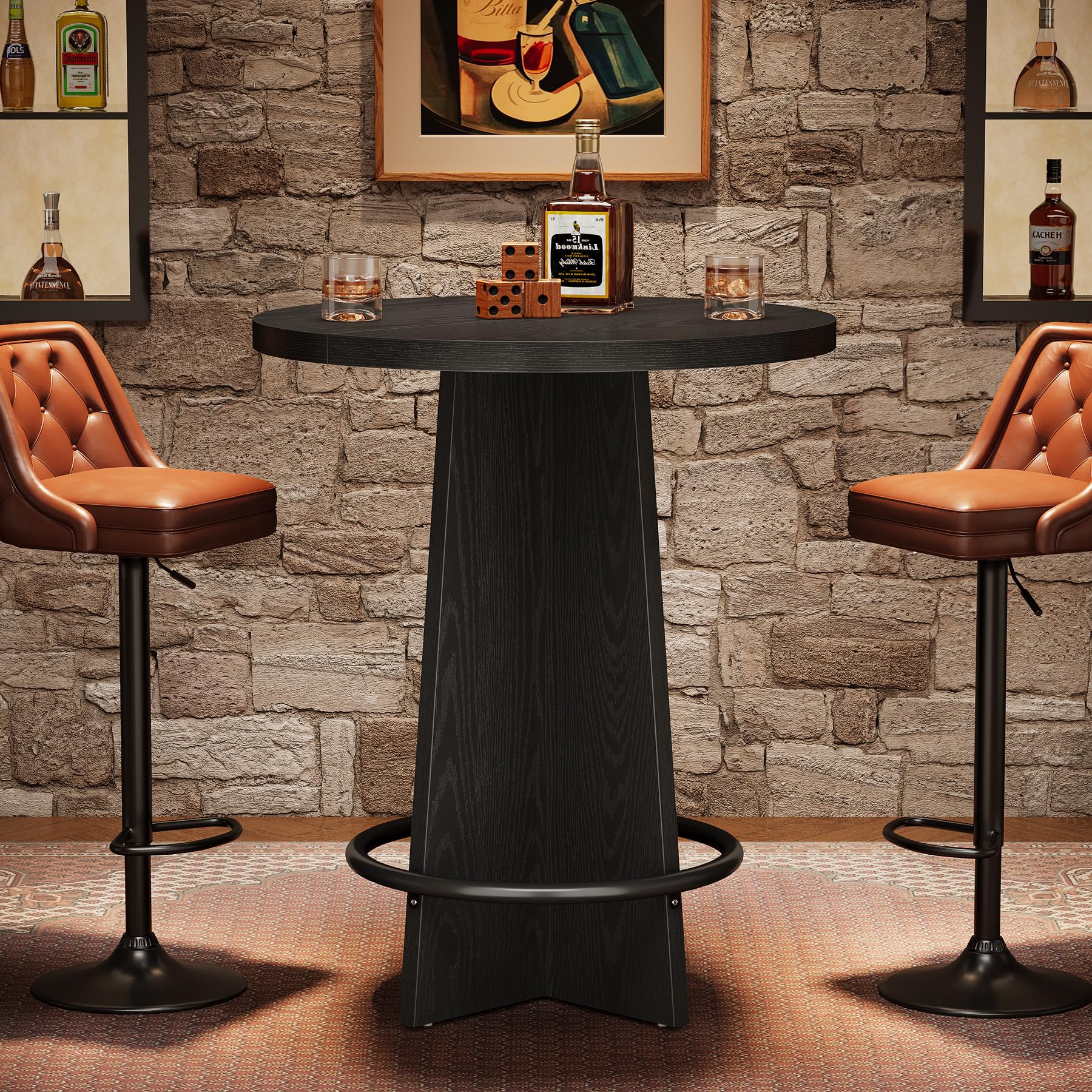 Mesa de bar redonda de 37.4" de alto para ahorrar espacio en apartamentos