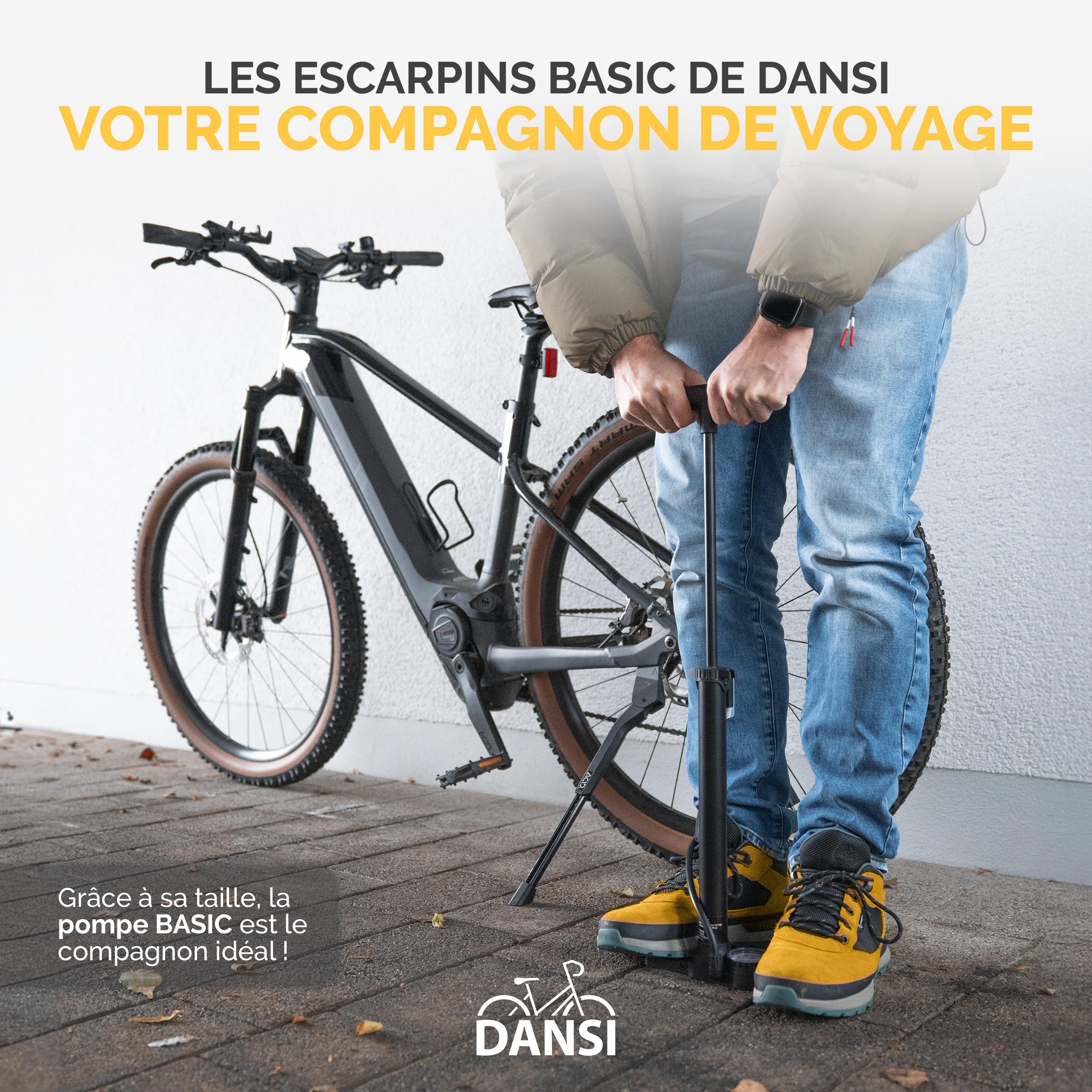 DANSI Pompe à vélo à Pied Toutes valves AV, SV, DV avec Grand manomètre