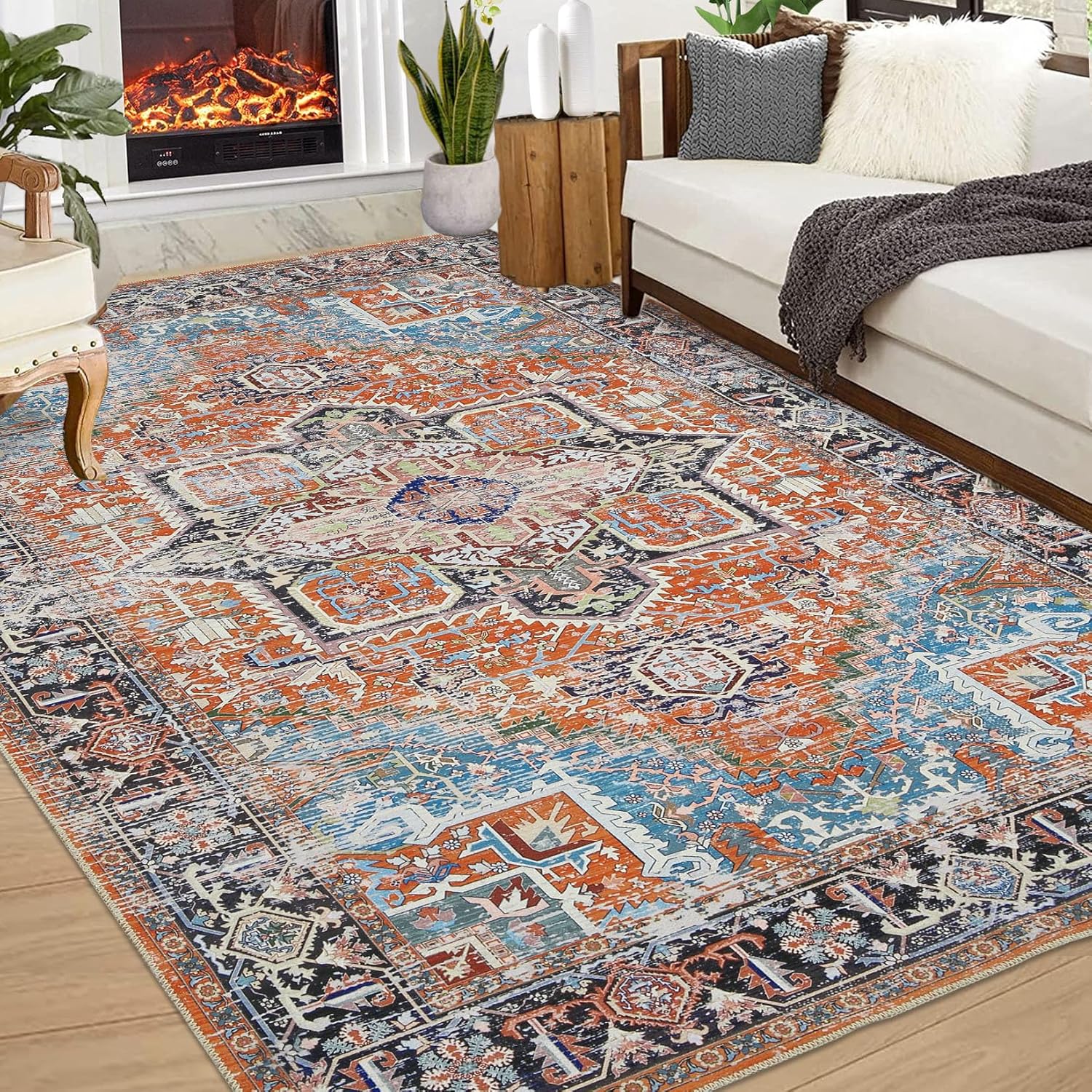Fashionwu Medallion Area Rug 8x10 Blue Rug (Amazon)