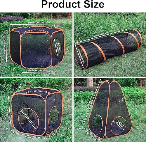 Miniatura 5 de Casa 6 en 1 para gatos al aire libre, tienda de campaña con túneles para gatos de interior y exterior, recintos para gatos, corralito portátil para