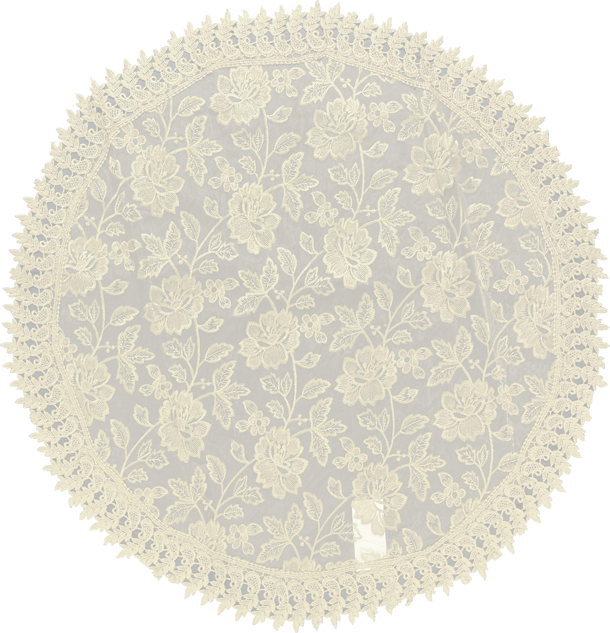 EUROSTYLE Art. Felce in Pizzo Sangallo Ricamato Macrame Floreale Striscia Runner centrotavola centrino copritavolo tovaglia (Centrotavola Rotondo Diametro 85cm, Panna