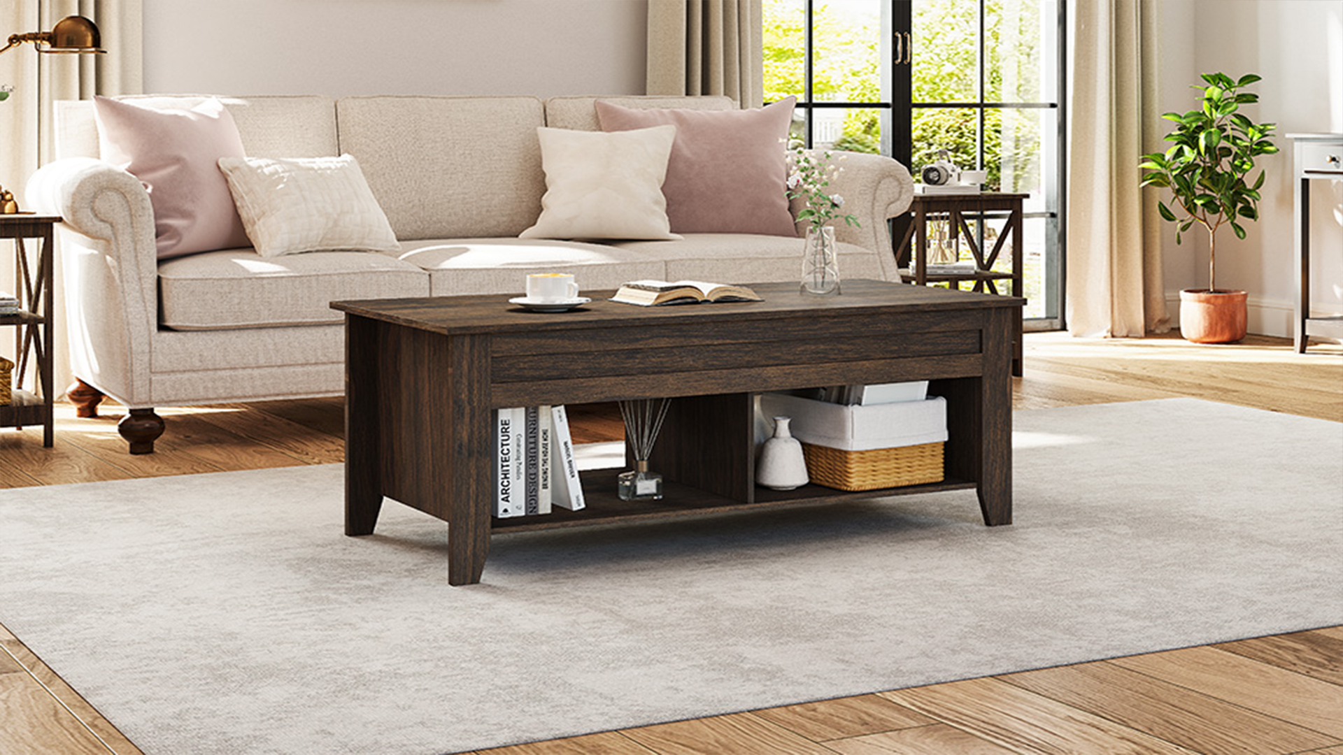 Amazon.com: Yaheetech Lift Top Coffee Table with Hidden Storage