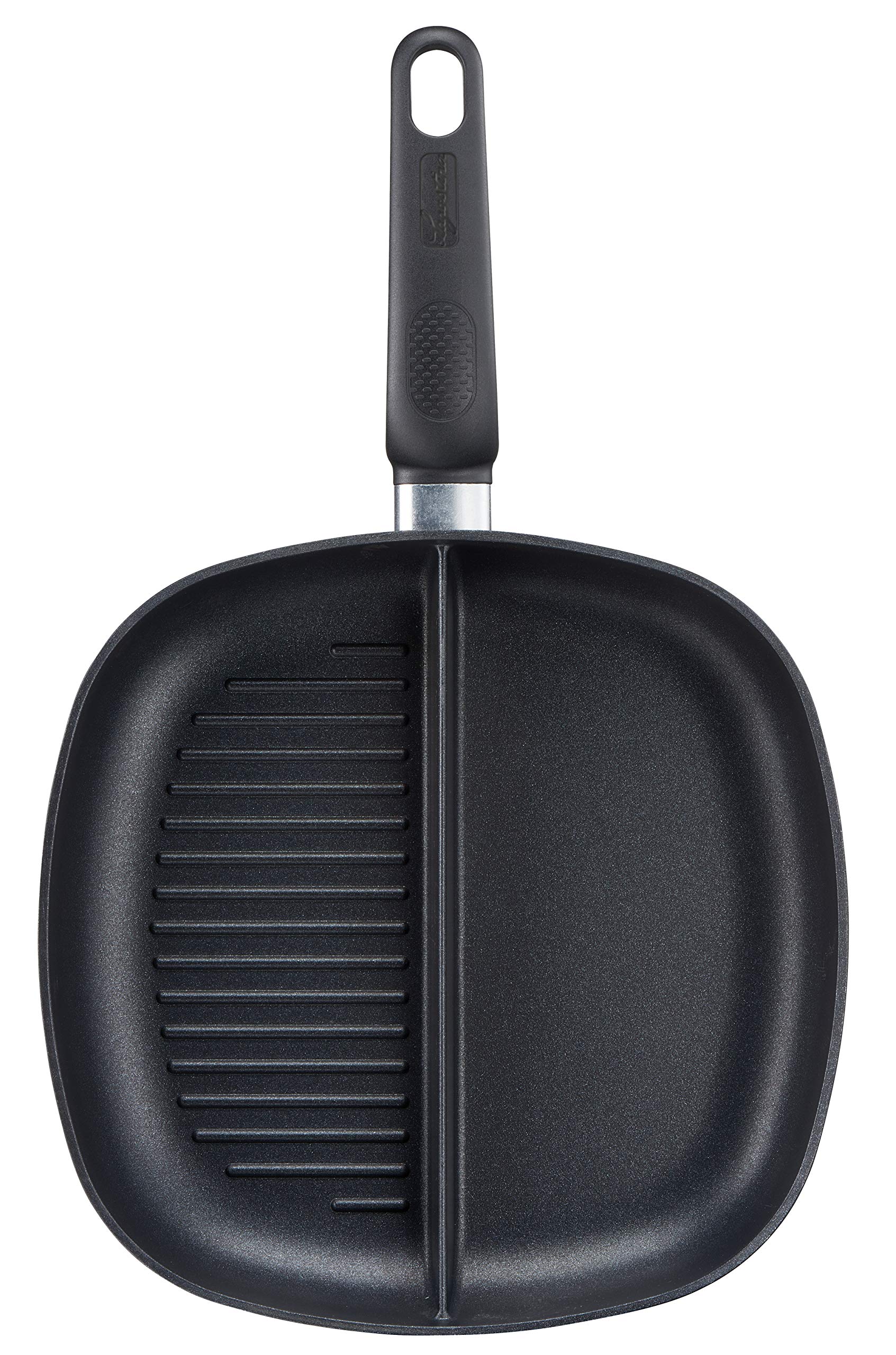 Lagostina Speciali Antiaderenti Grill Duo, Fondo Liscio e a Rilievo, Alluminio, Nero, 26x26 cm