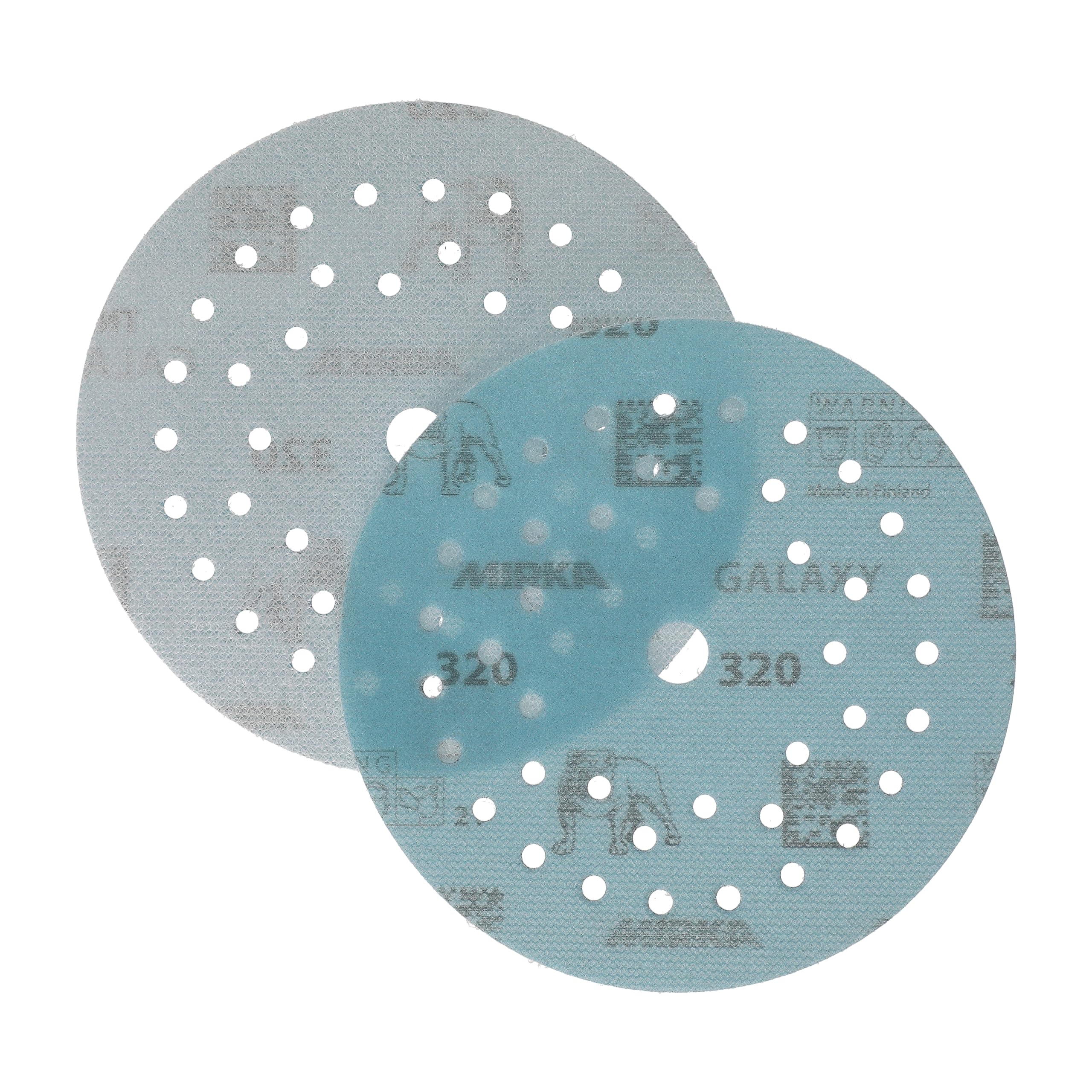 Mirka Galaxy Papier abrasif époxy 125mm autoagrippant grain 320 pour poncer l'époxy, le bois, l'époxy, le rivertable / 50 pcs disques abrasifs