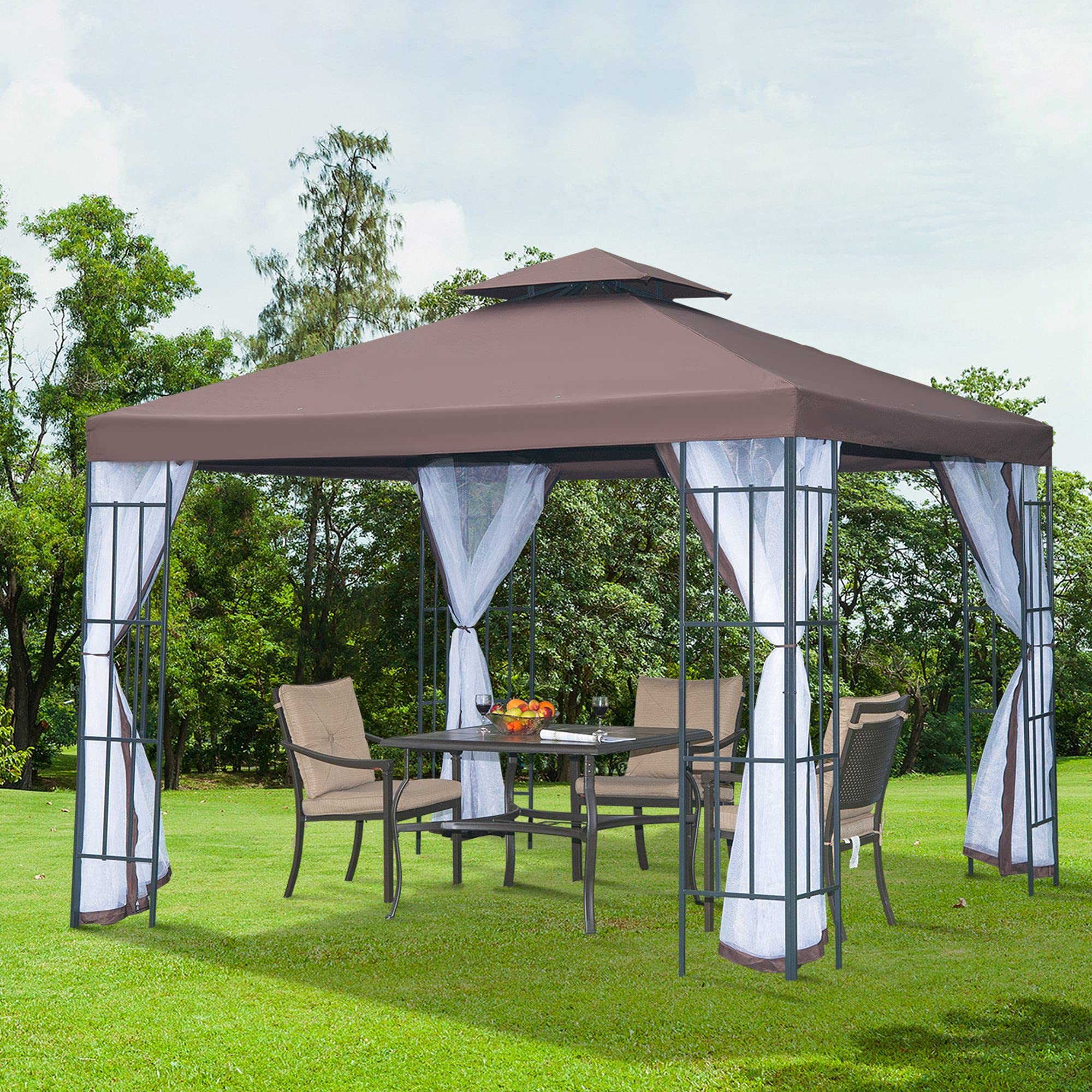 Buy Outsunny 3 x 3(m) Patio Gazebo Canopy Garden Pavilion Tent Shelter