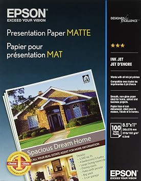 Epson EcoTank ET-2400 Wireless Color All-in-One Cartridge-Free Supertank Printer & Presentation Paper Matte, 8.5 x 11 Inch, 100 Count (S041062), White
