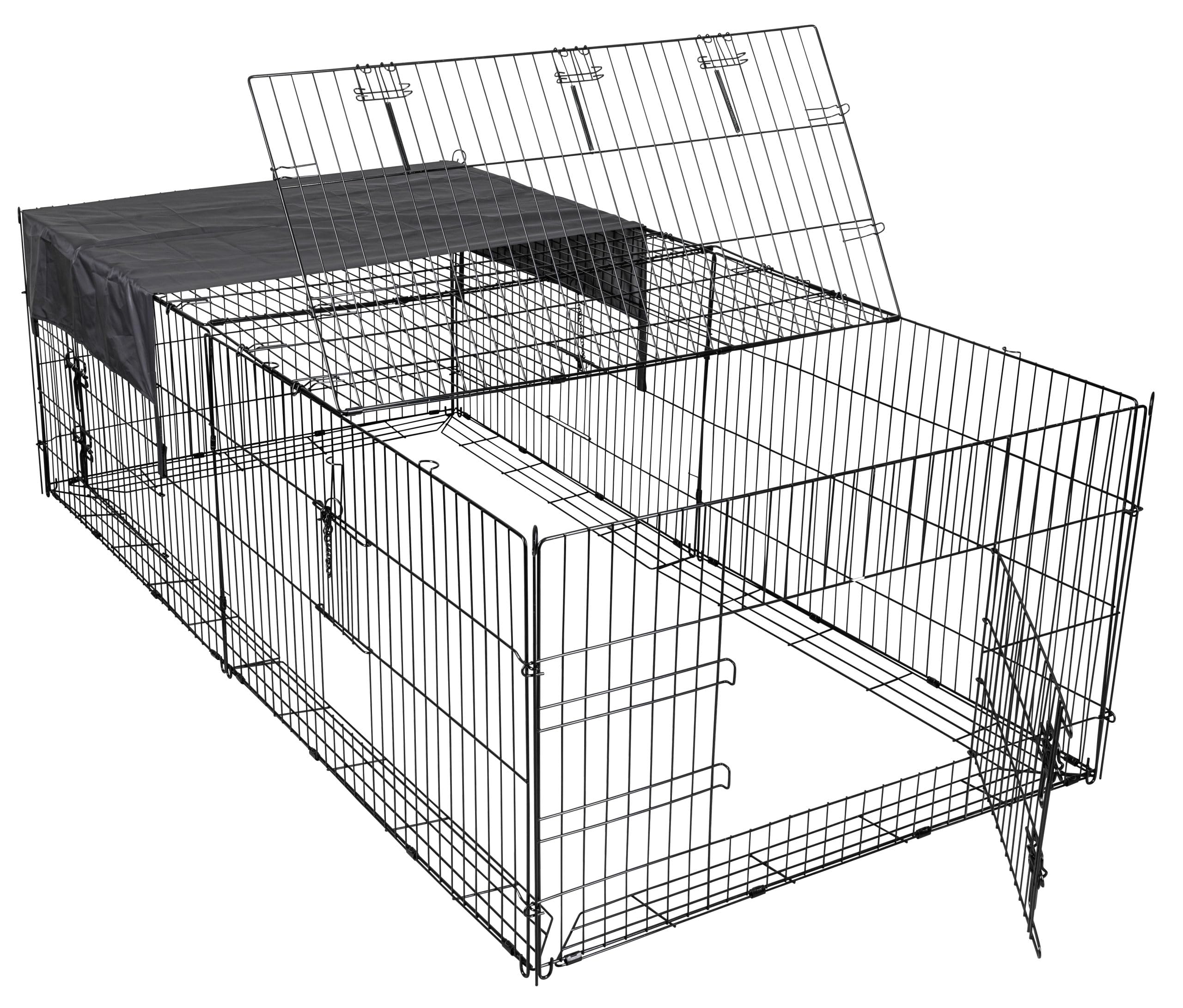 Kerbl Pet Freilaufgehege Nala mit Ausbruchsperre, 200 x 100 x 60 cm, Metall verzinkt, 3,2cm, mit Abdeckung, Freilaufgehege, Freilauf, Auslauf, Kaninchen, Hasen