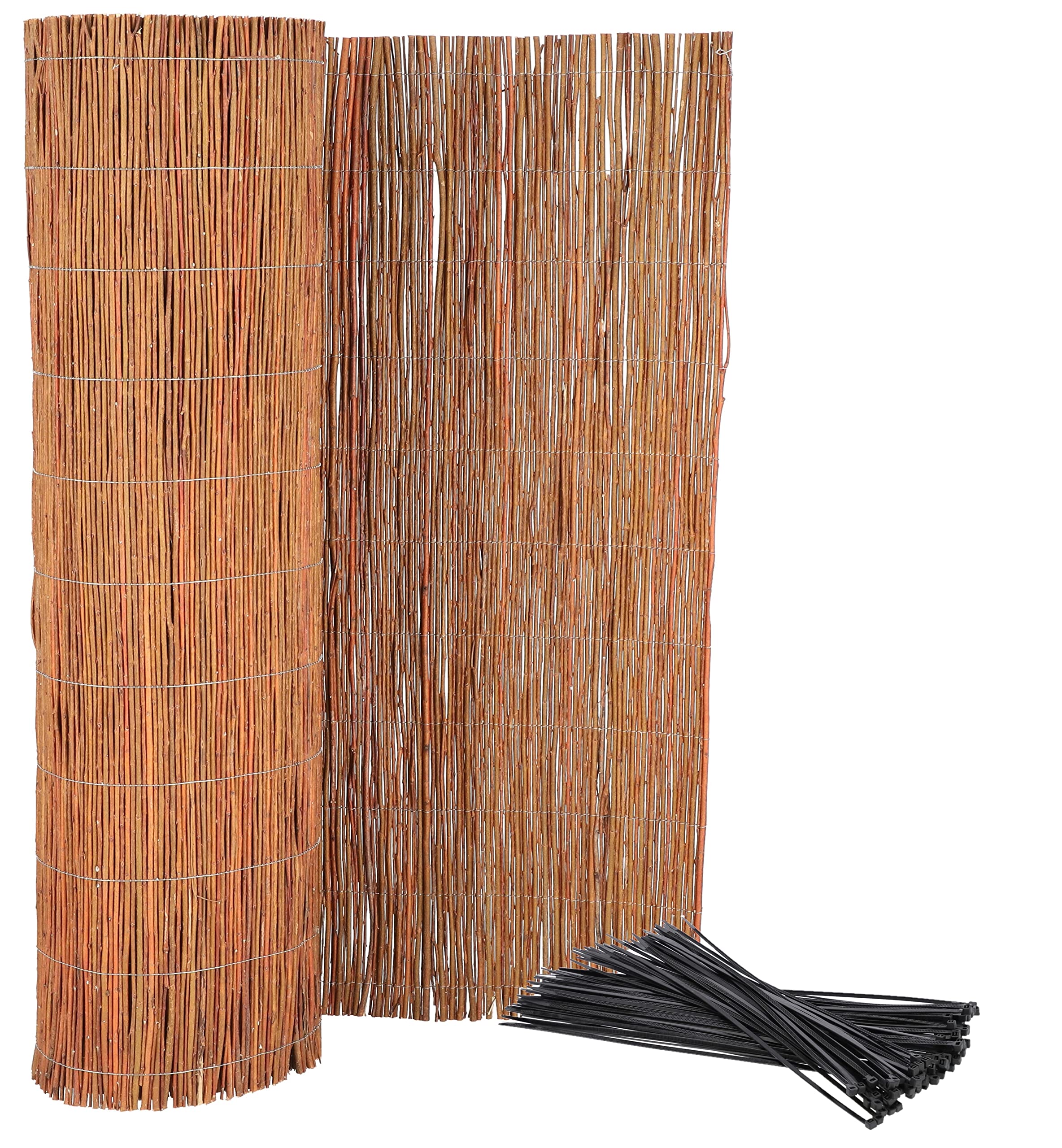 KOTARBAU® Malla de ocultación, 110 x 500 cm, Rollo de 5 Metros, Valla de Mimbre, Cerca, Malla para ocultación y decoración de ambientes, Cañizo, Privacidad, Jardín, Balcón, Terraza, Bridas Incluidas