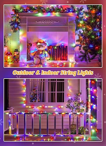 Miniatura 6 de Brightown Luces solares de Navidad para exteriores, paquete de 4 tiras de luces solares de 184 pies de 480 luces LED solares para exteriores,