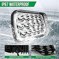 Vista 6 de 2 piezas de faros de haz sellado todoterreno Plug and Play H6054 7x6 5x7 luz automática con luces de halo azules compatibles con Wrangler YJ XJ