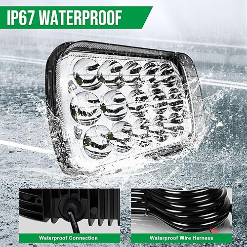 Miniatura 6 de 2 piezas de haz sellado todoterreno Plug and Play H6054 7x6 5x7 luz automática con luces de halo azules compatibles con Wrangler YJ XJ Cherokee E250