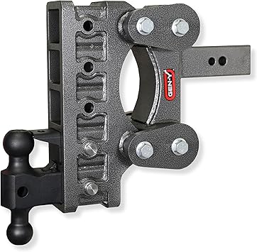 GEN-Y Hitch Heavy Duty Tow Hitch for 2.5" Receiver - 9" Drop/Rise with 5 Adjustable Positions, Includes Dual Ball Mount, Pintle Lock and Pins, 32,000 lbs Towing Capacity, 3,500 lbs Tongue Weight