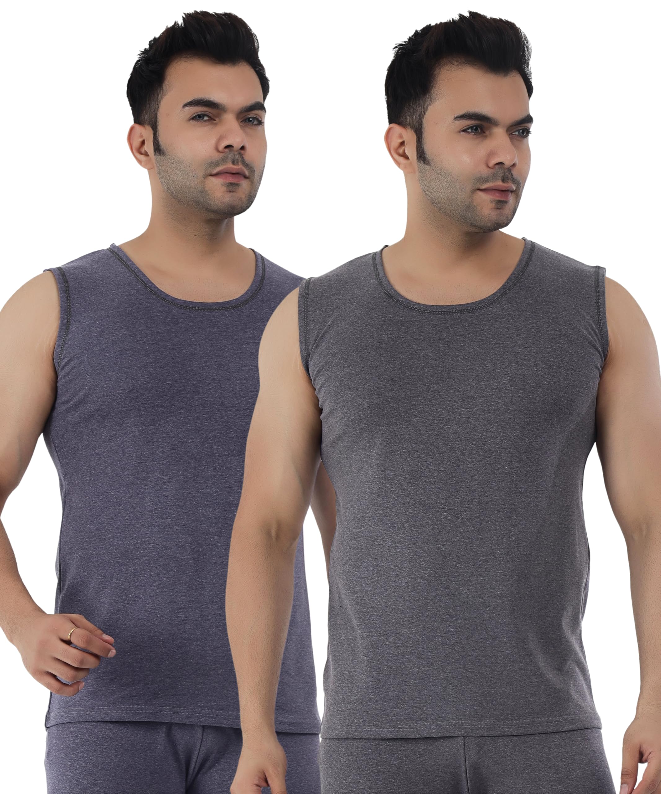 selfcare Men’s Soft Polycotton Striped Thermal Sleeveless Round Neck Top (Pack of 2)-picture-55